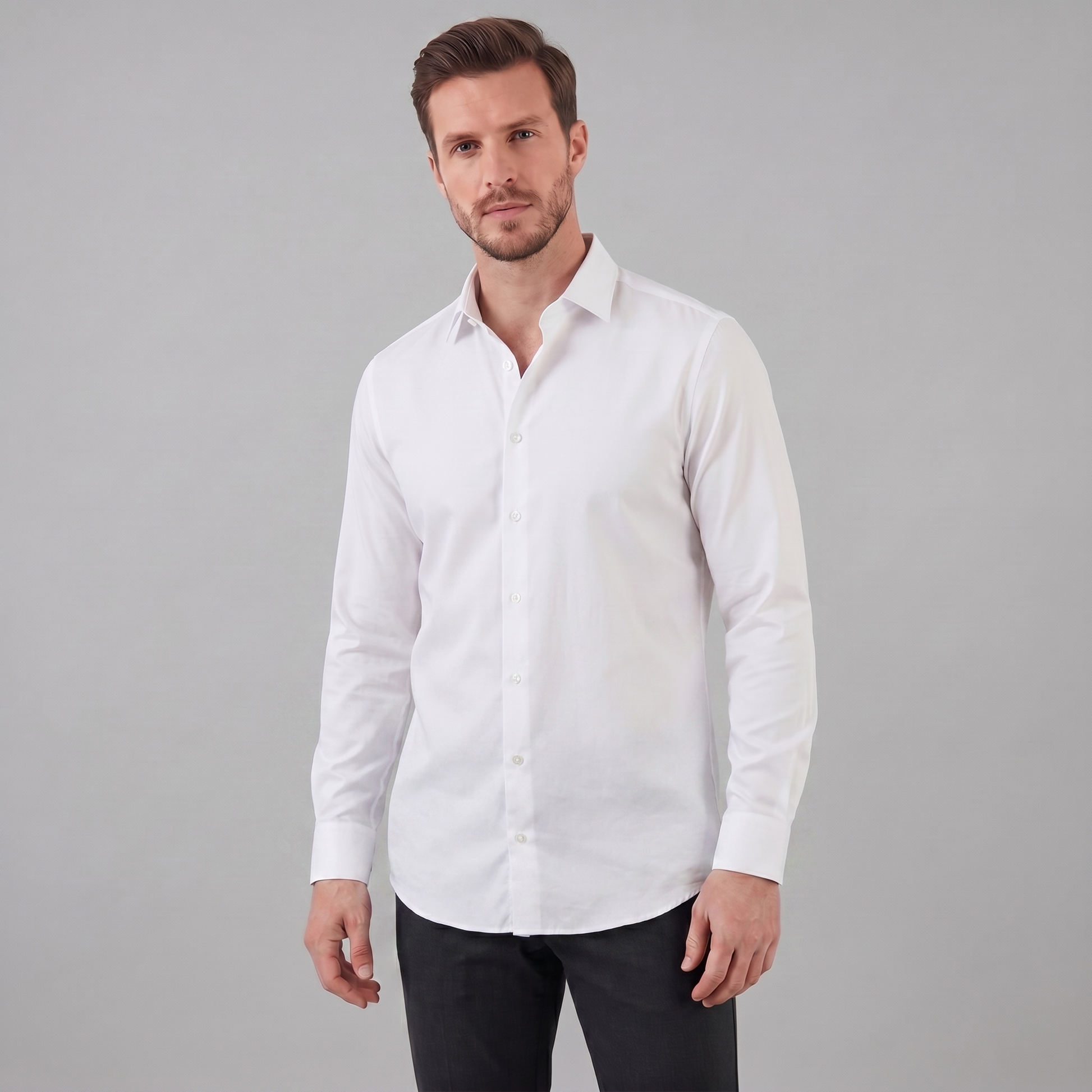 Camicia Uomo Elegante Slim Fit Maniche Lunghe Business