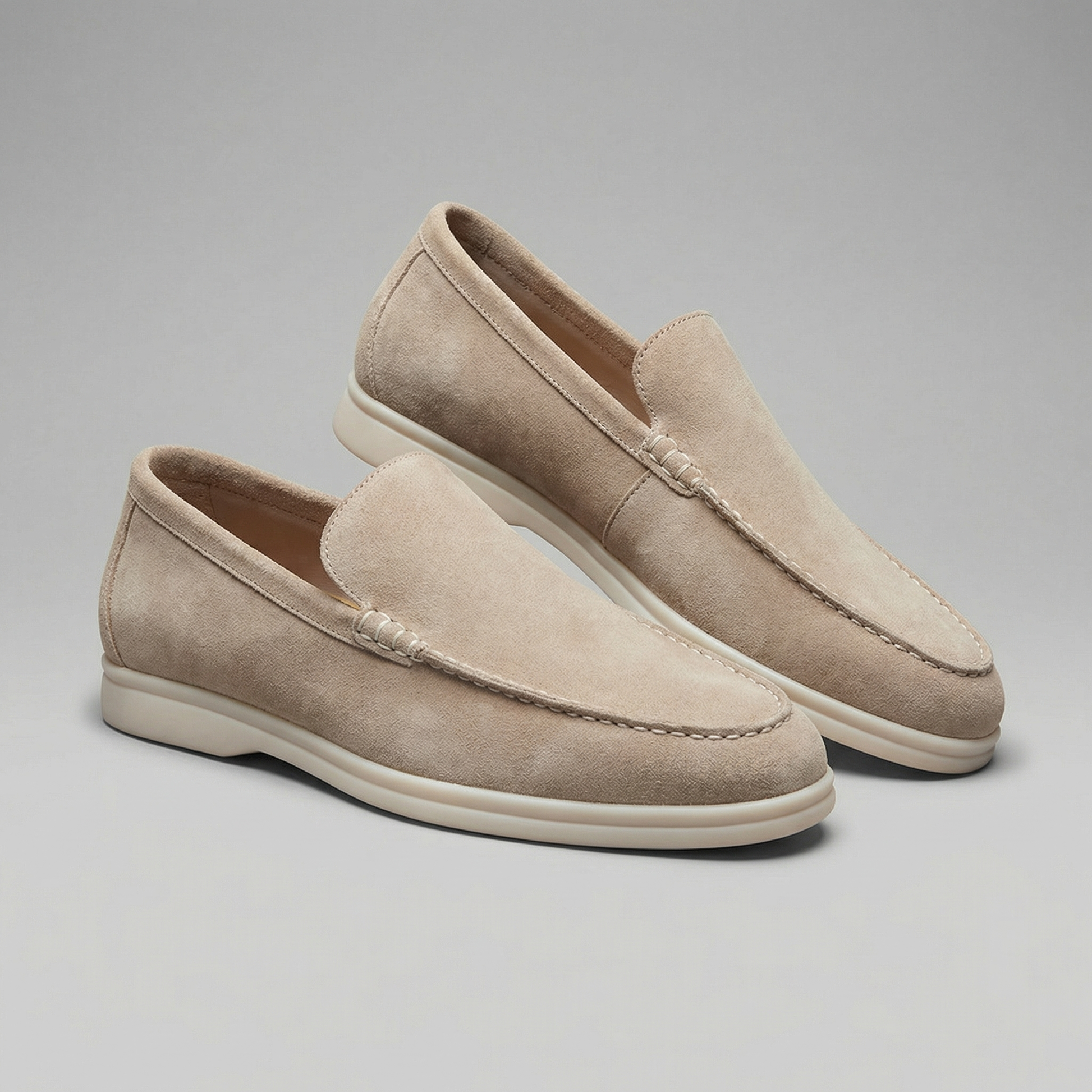 Mocassini Uomo in Camoscio Slip-On Suola in Gomma