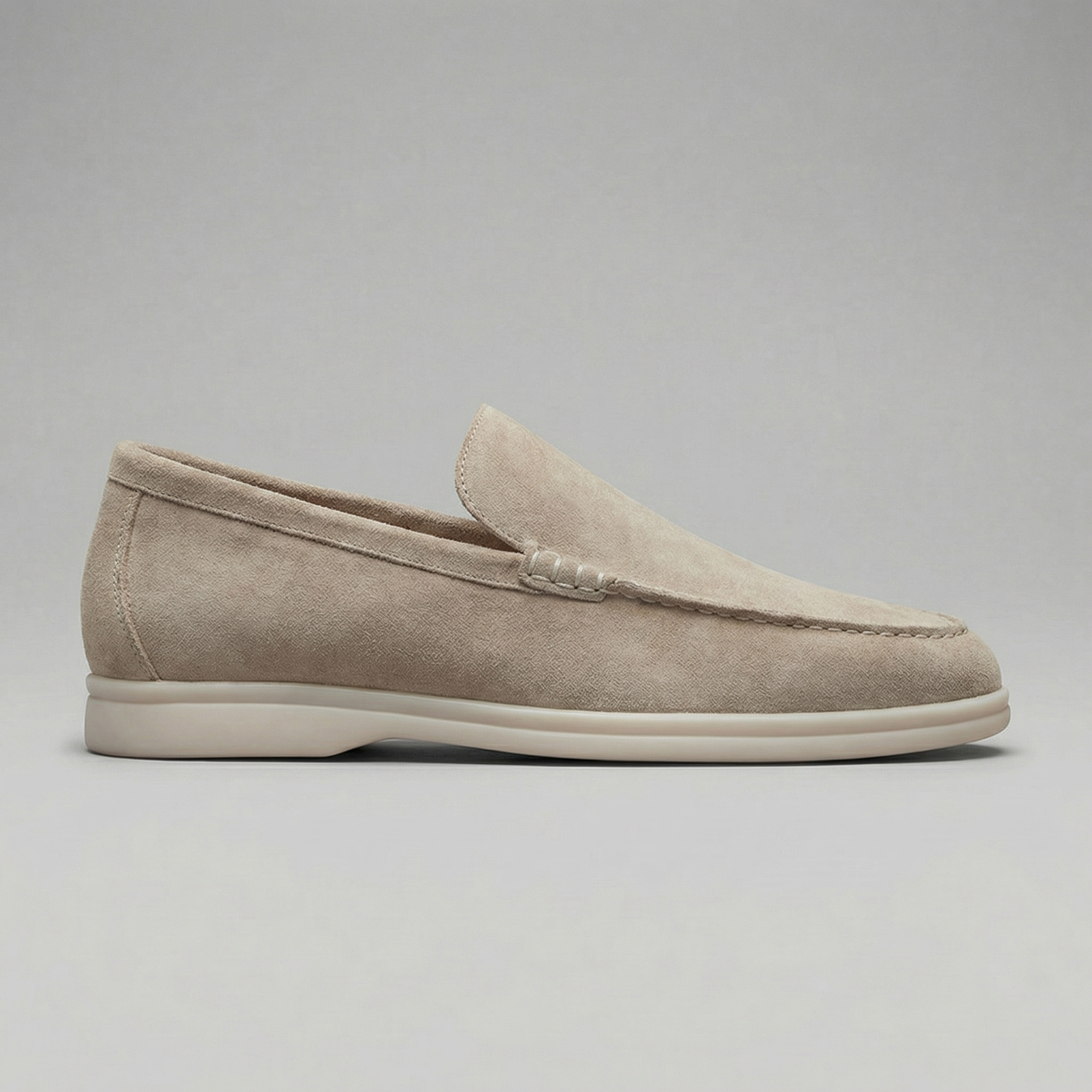 Mocassini Uomo in Camoscio Slip-On Suola in Gomma