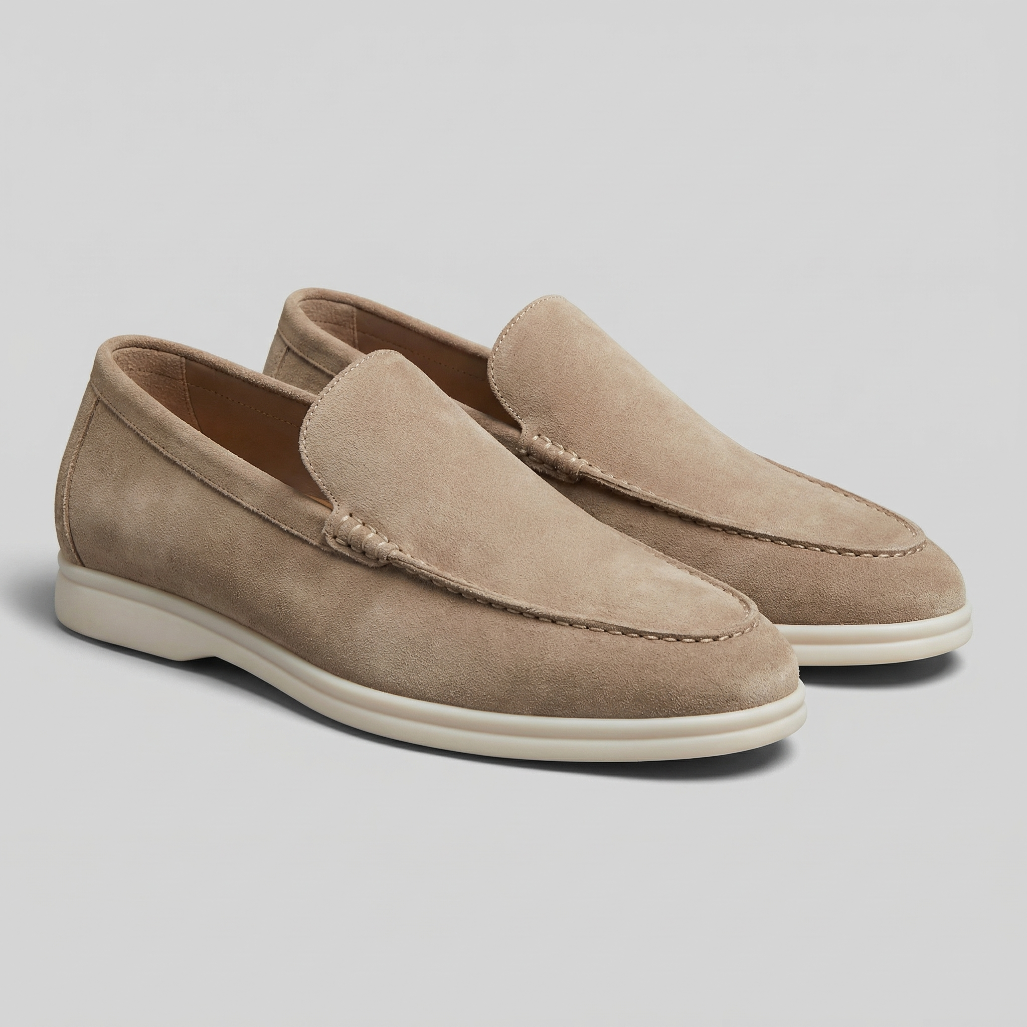 Mocassini Uomo in Camoscio Slip-On Suola in Gomma