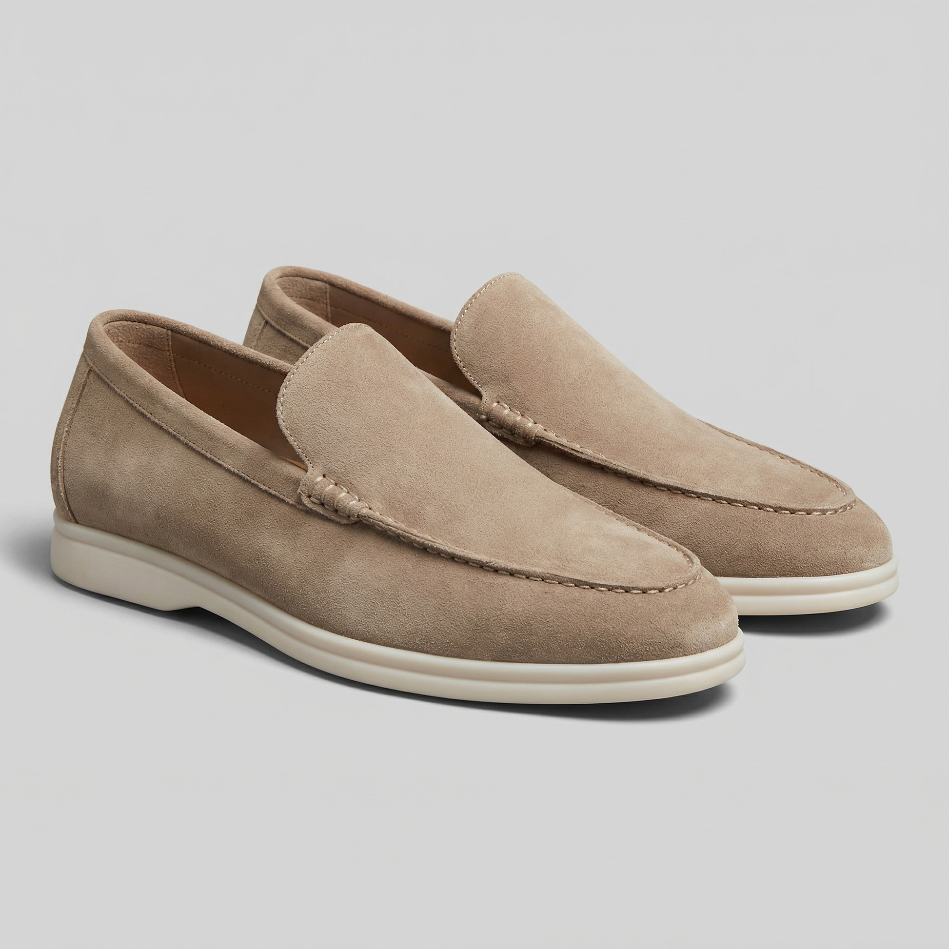 Mocassini Uomo in Camoscio Slip-On Suola in Gomma