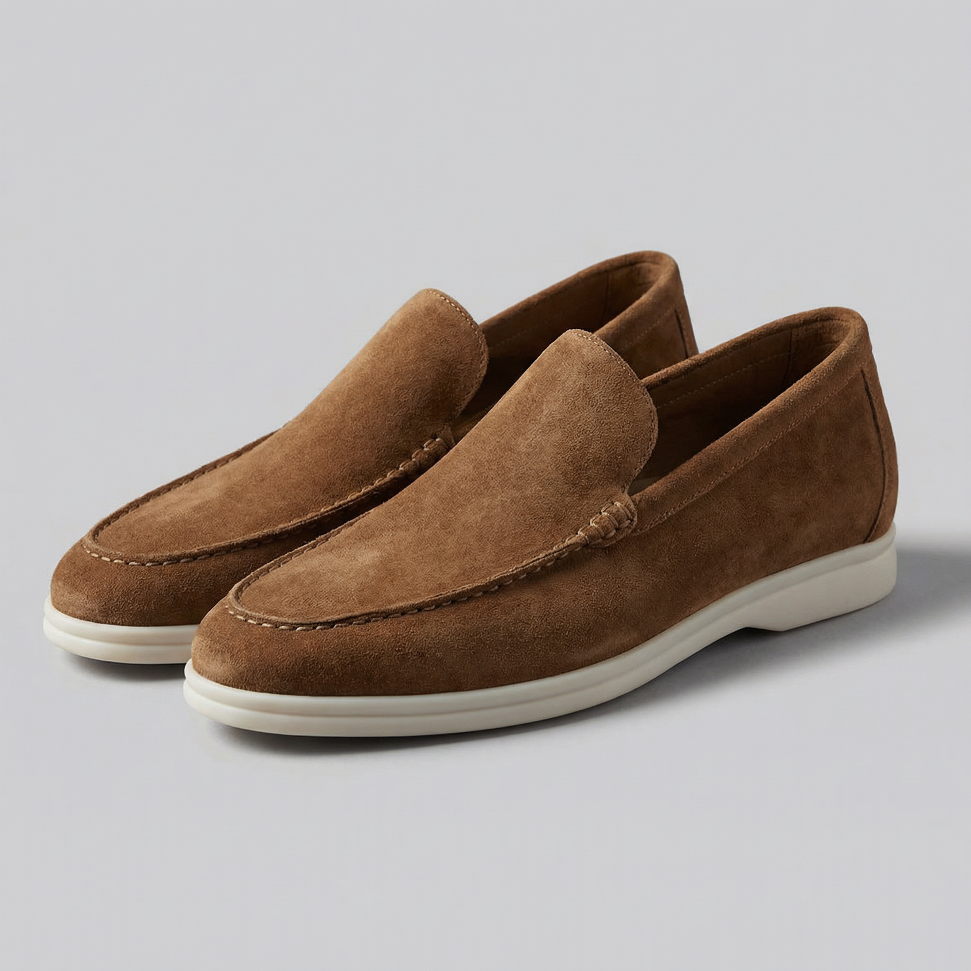 Mocassini Uomo in Camoscio Slip-On Suola in Gomma