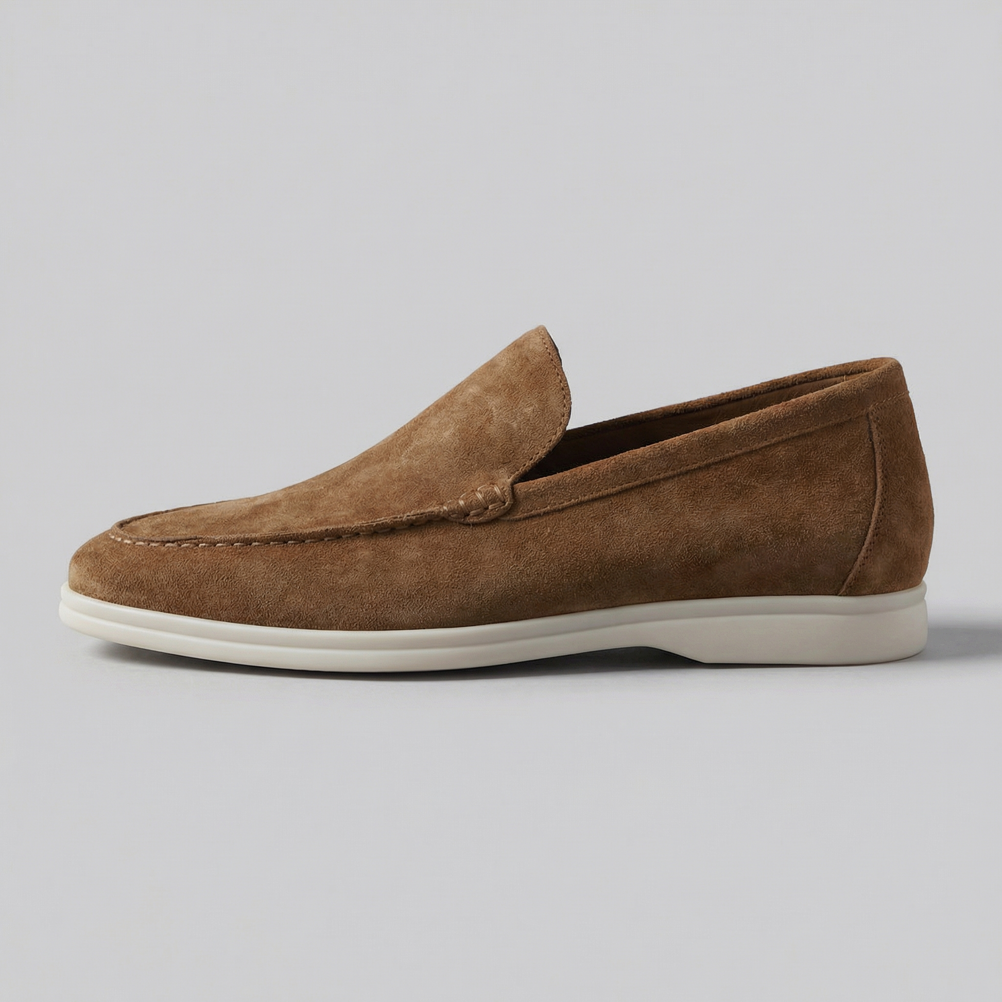 Mocassini Uomo in Camoscio Slip-On Suola in Gomma