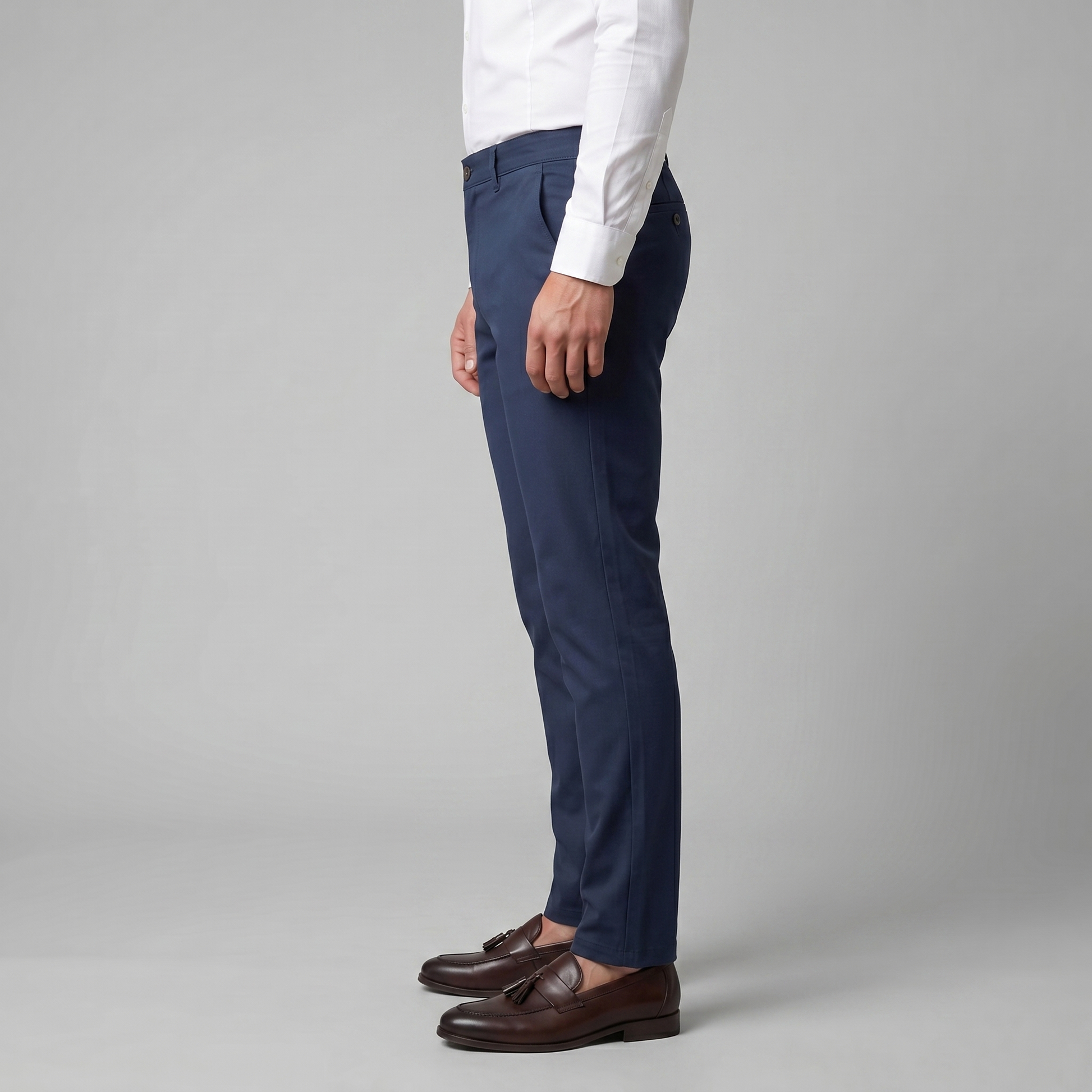Pantaloni Chino Uomo Gamba Dritta in Misto Cotone