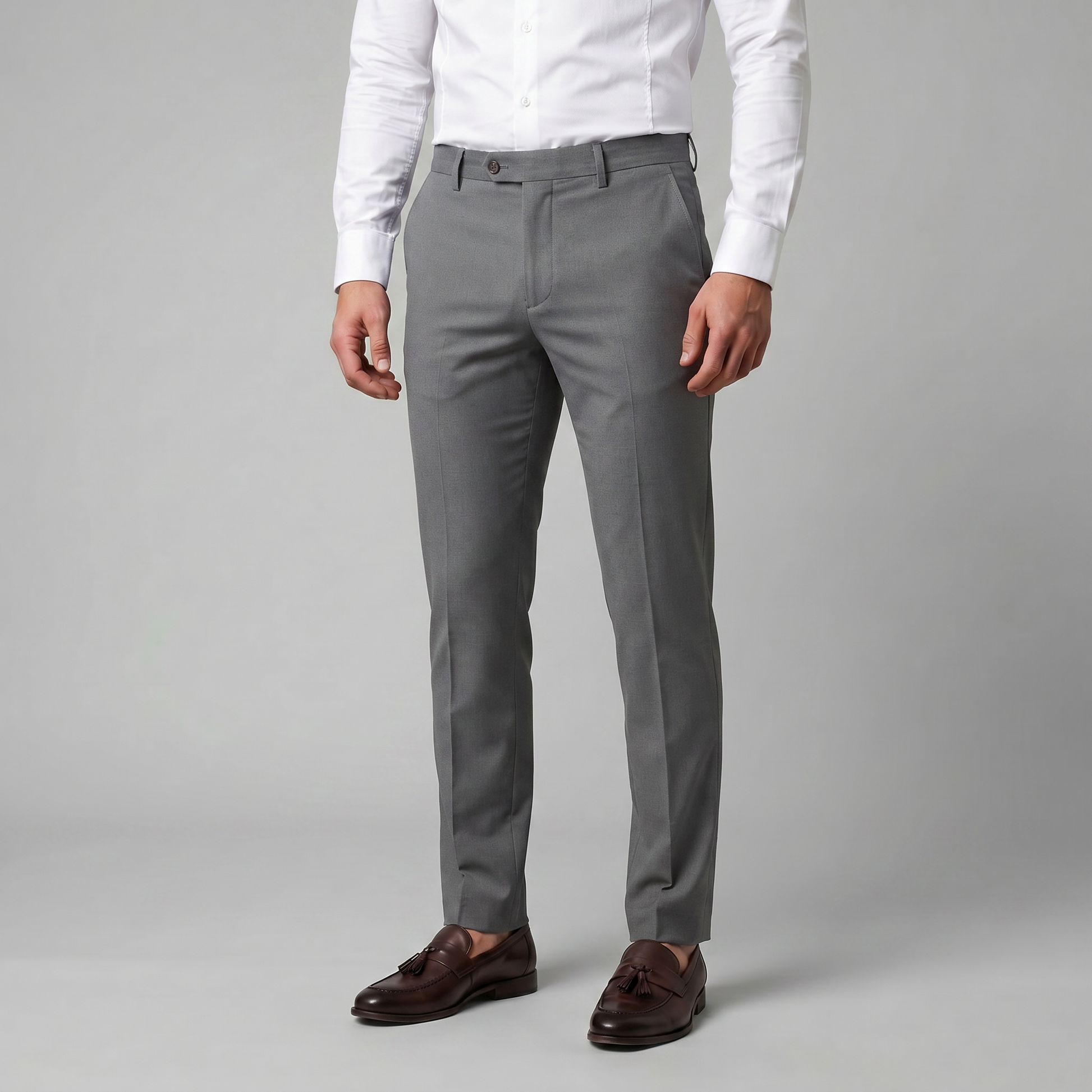 Pantaloni Chino Uomo Gamba Dritta in Misto Cotone