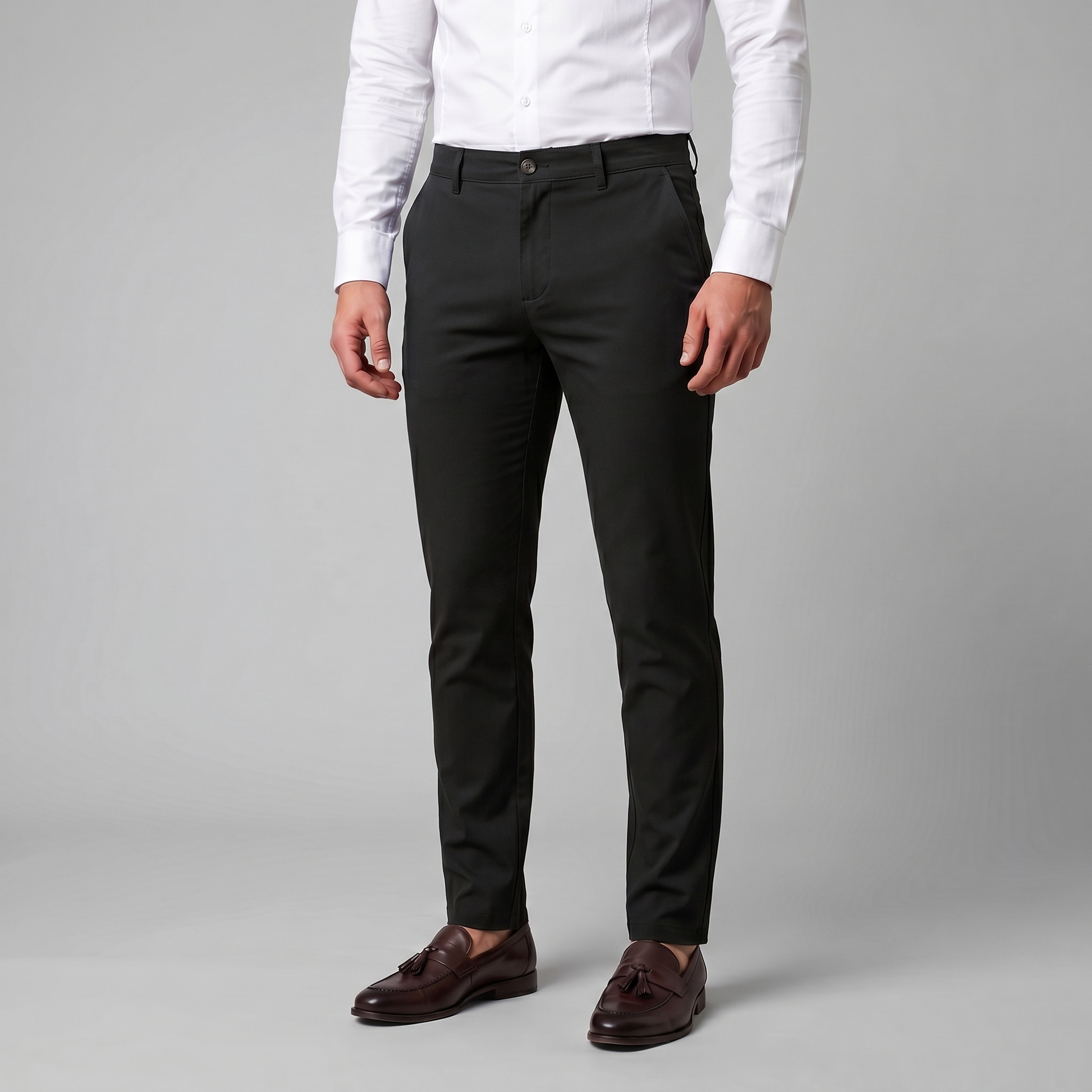 Pantaloni Chino Uomo Gamba Dritta in Misto Cotone