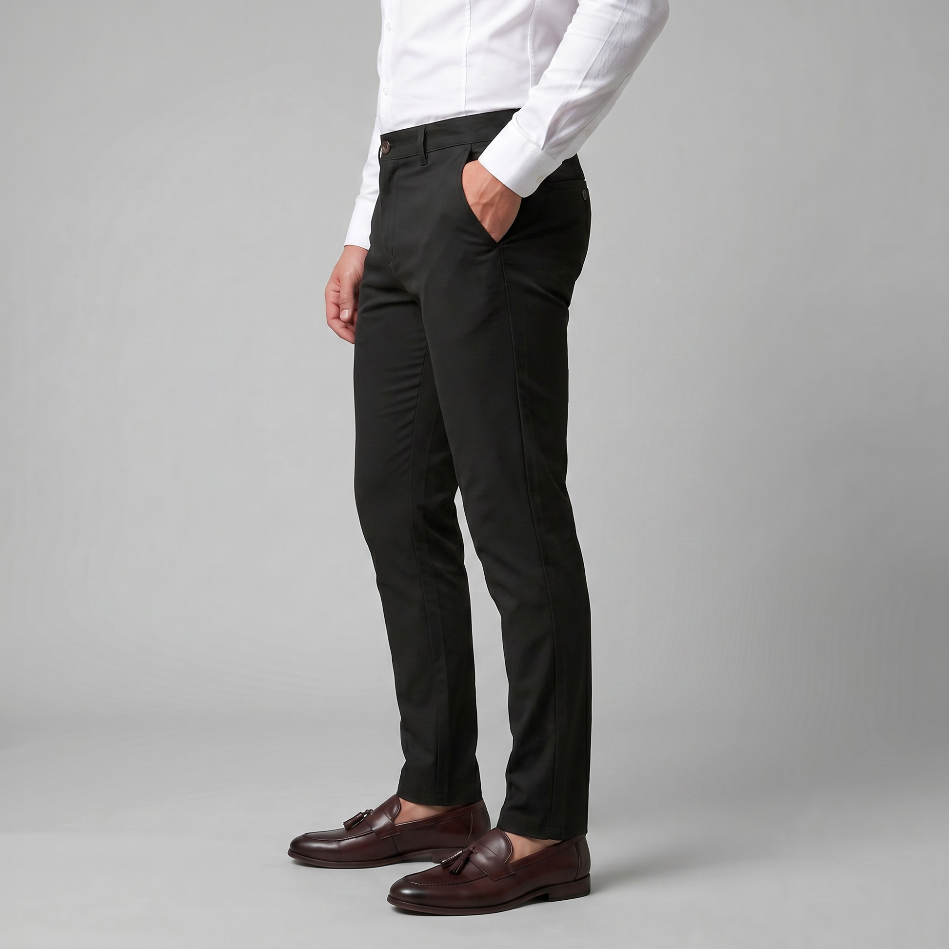 Pantaloni Chino Uomo Gamba Dritta in Misto Cotone