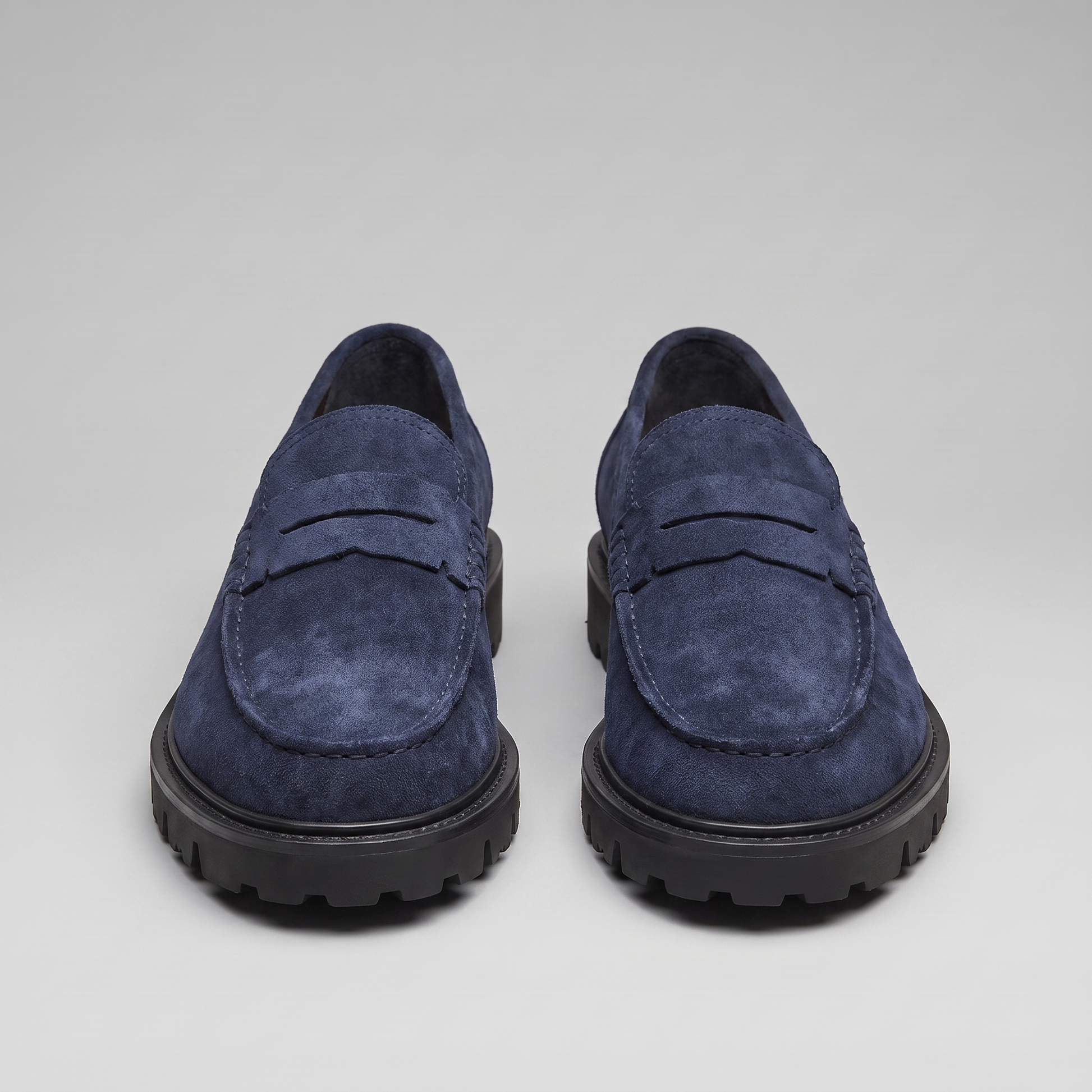 Mocassini Penny Uomo in Camoscio Blu Suola Chunky