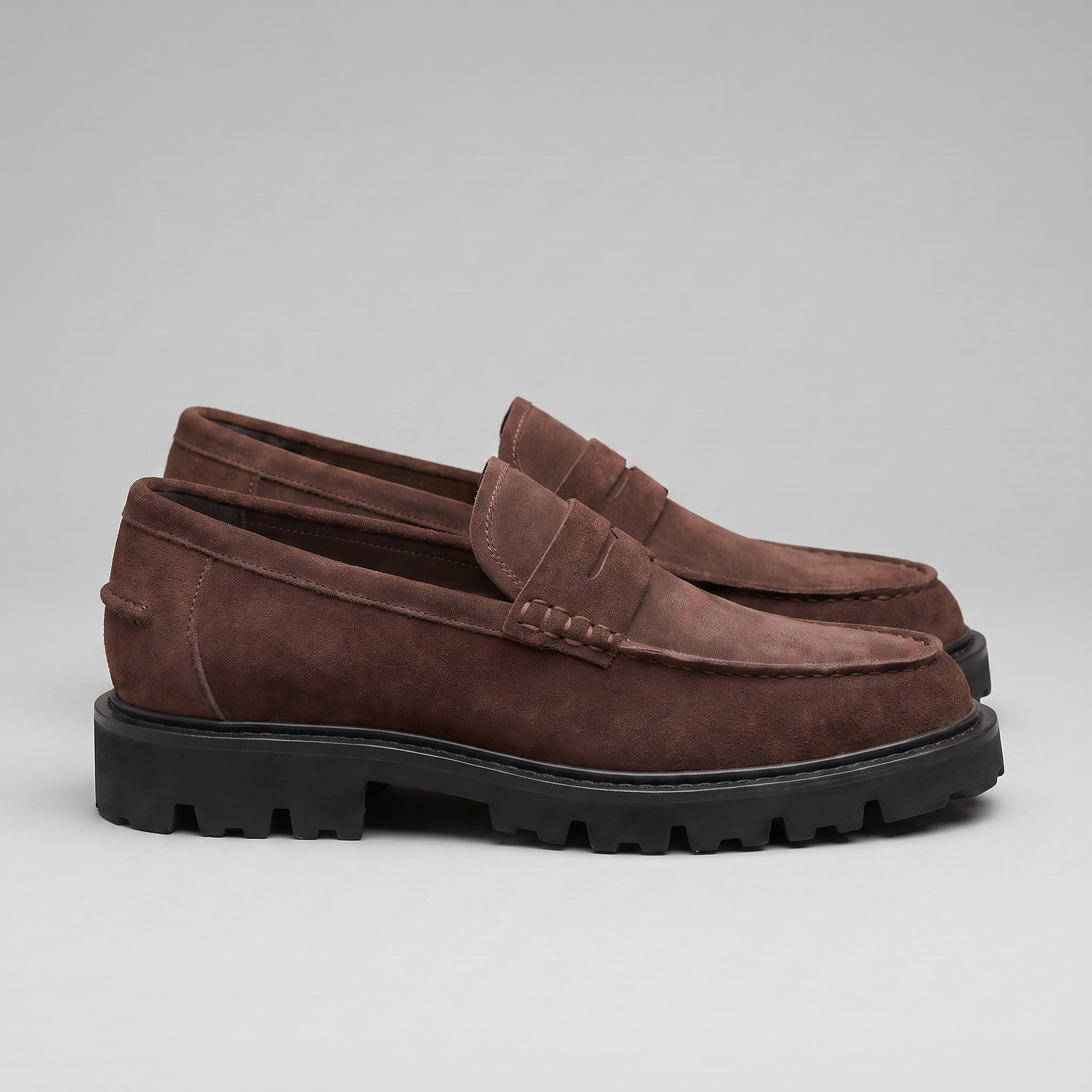 Mocassini Penny Uomo in Camoscio Blu Suola Chunky