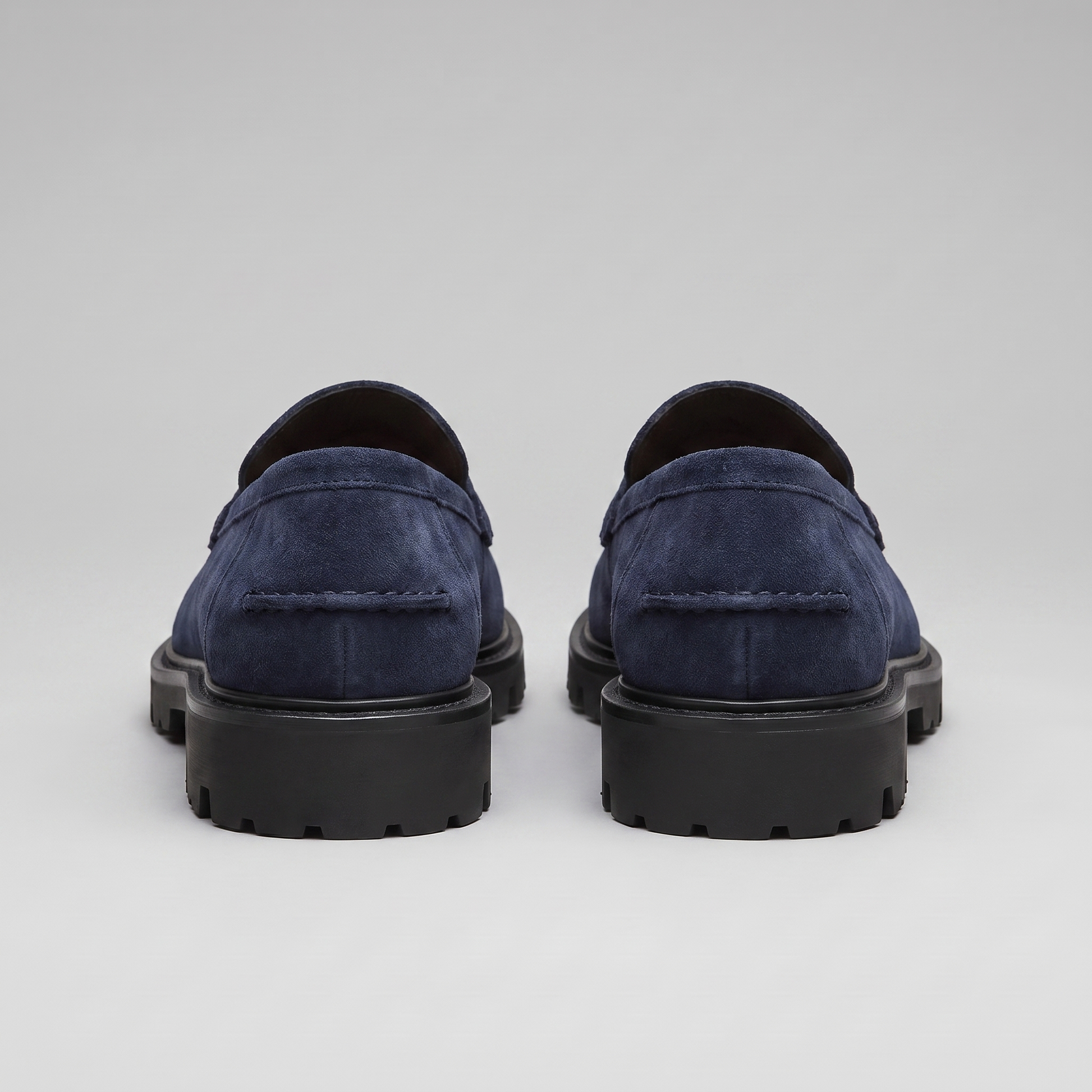 Mocassini Penny Uomo in Camoscio Blu Suola Chunky