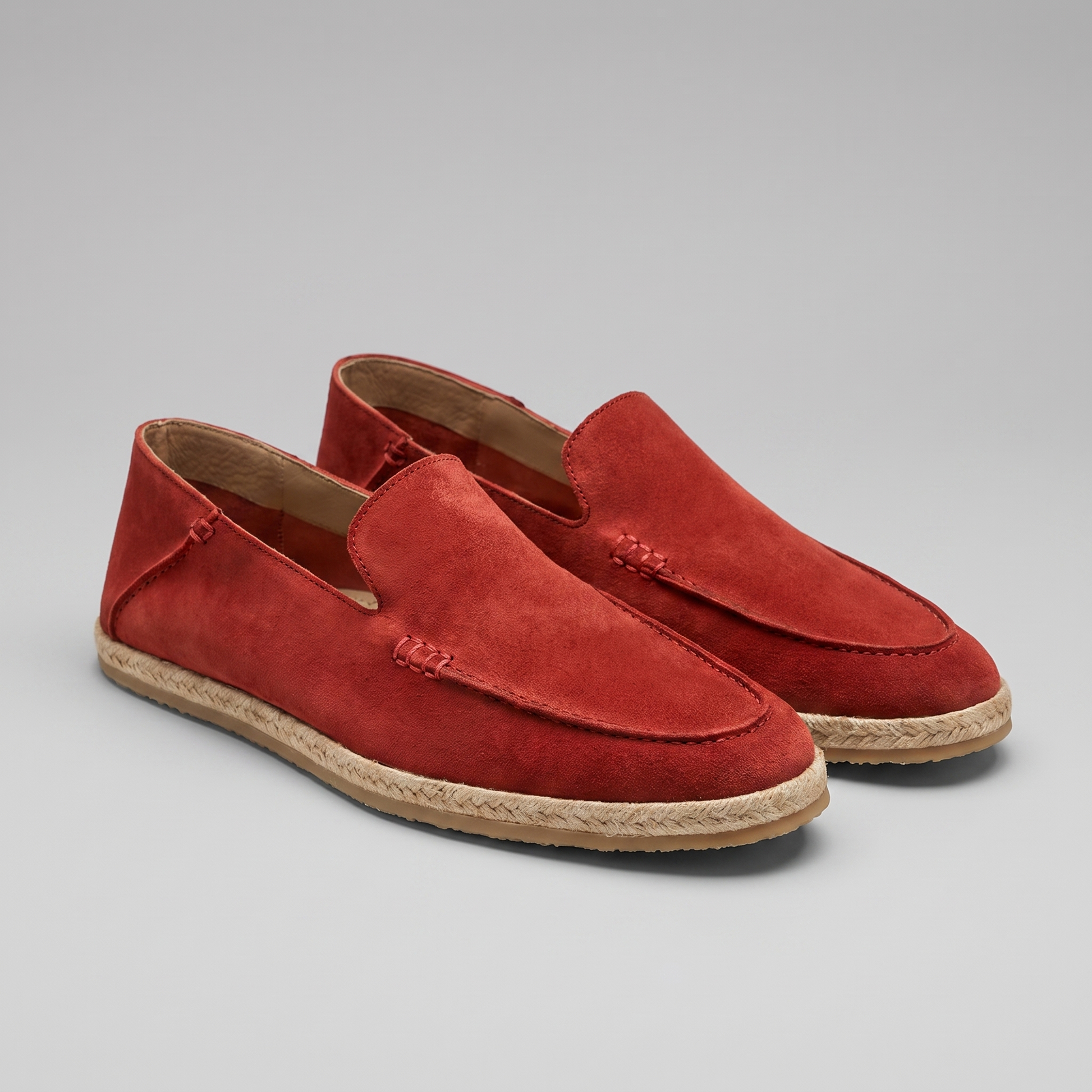 Mocassini Uomo in Camoscio Espadrillas Suola in Corda