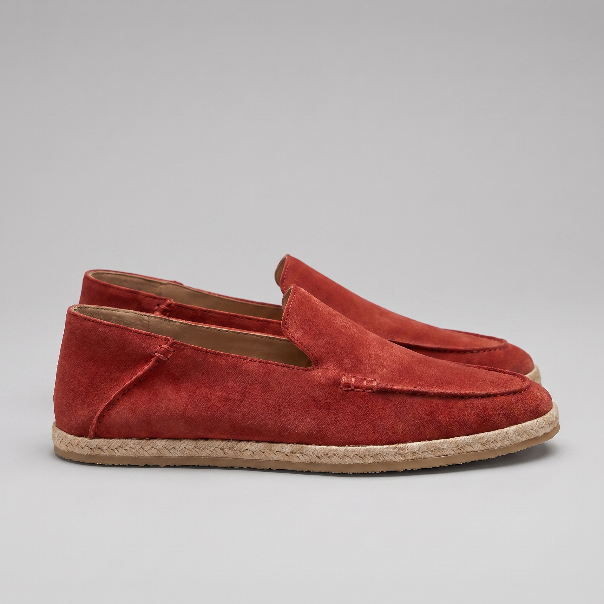 Mocassini Uomo in Camoscio Espadrillas Suola in Corda