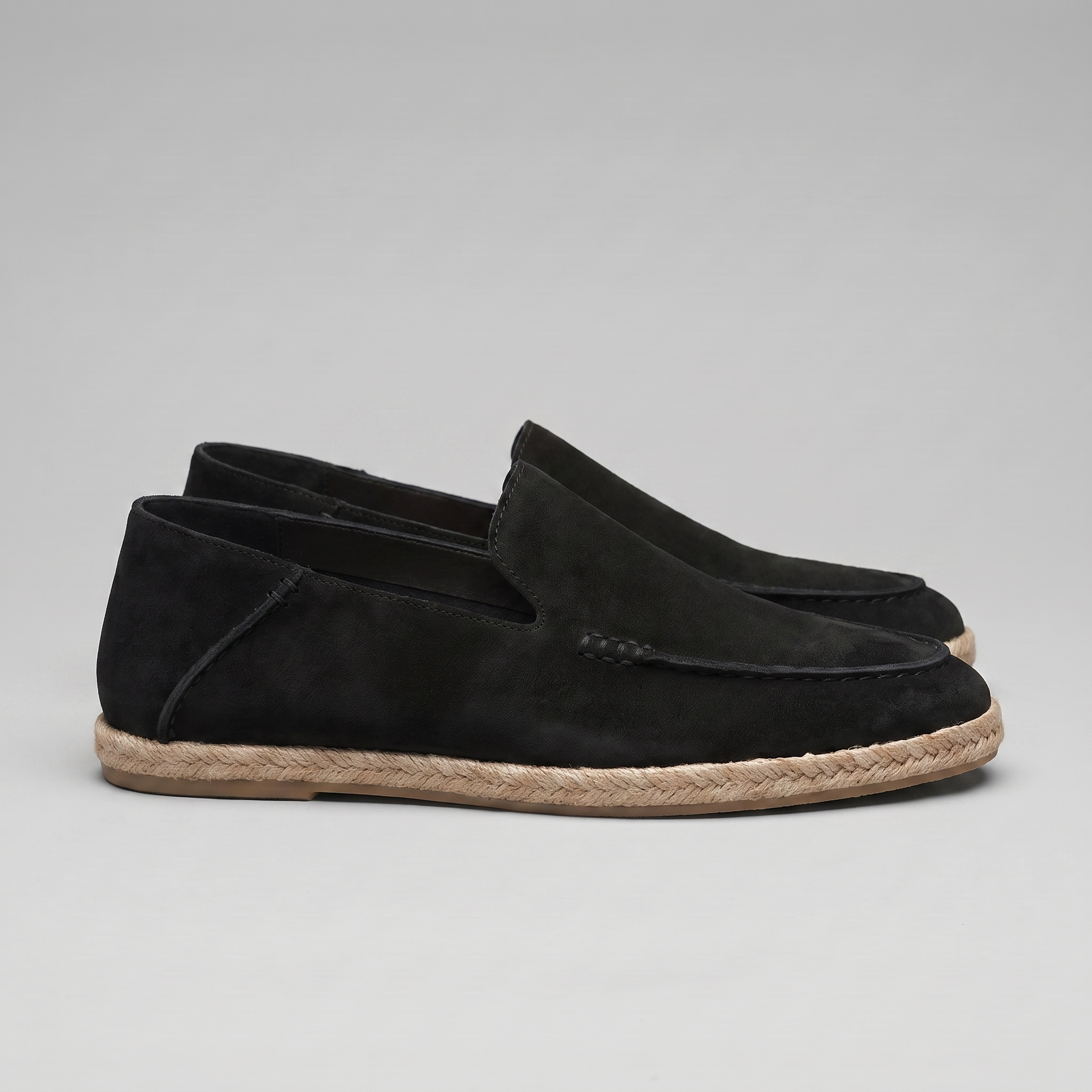 Mocassini Uomo in Camoscio Espadrillas Suola in Corda