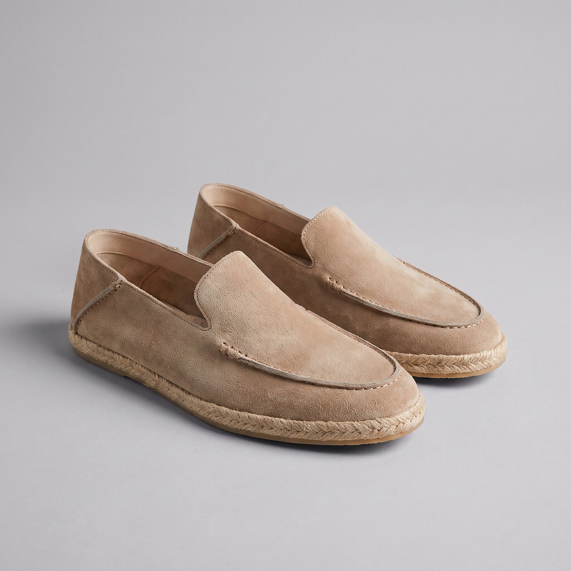 Mocassini Uomo in Camoscio Espadrillas Suola in Corda