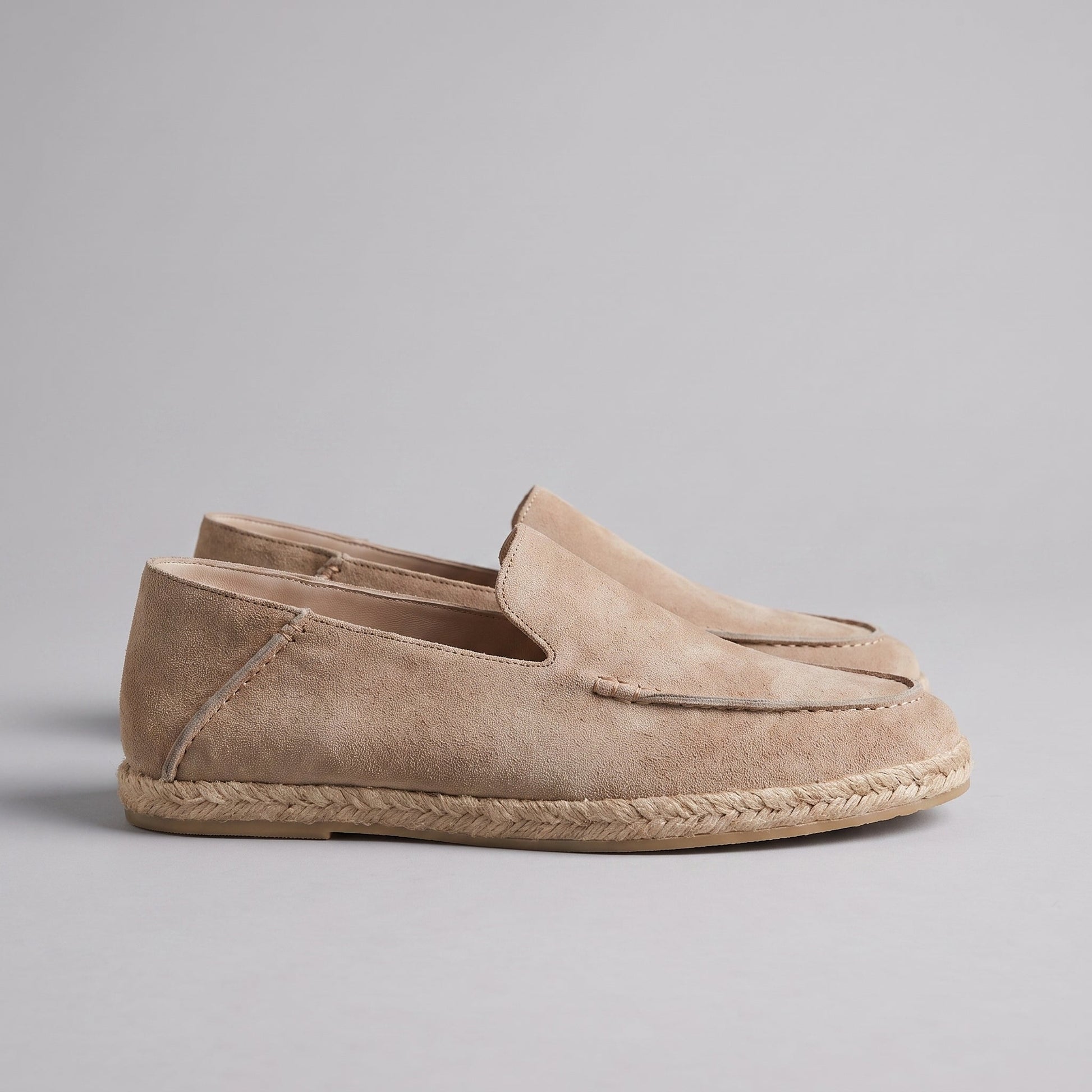 Mocassini Uomo in Camoscio Espadrillas Suola in Corda