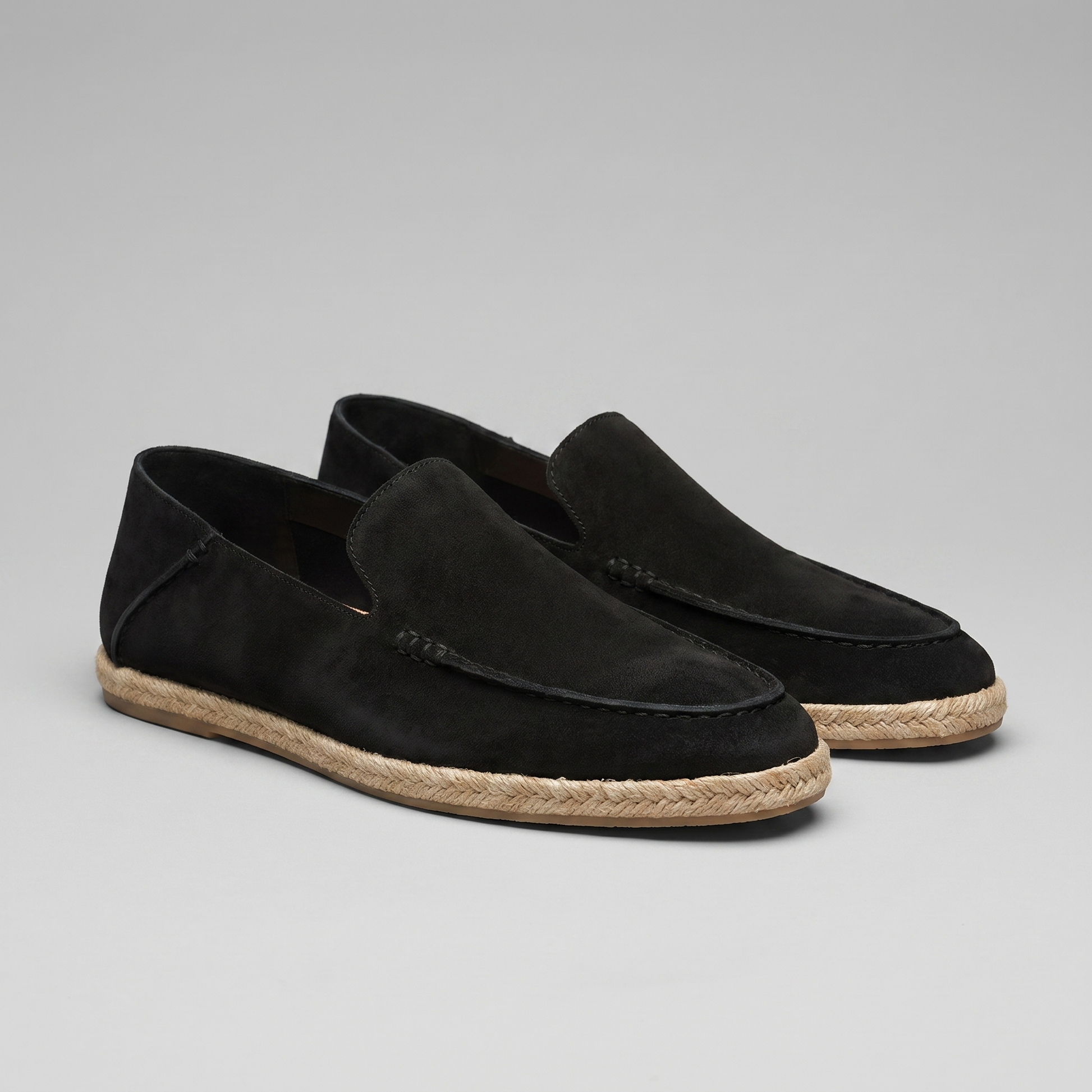 Mocassini Uomo in Camoscio Espadrillas Suola in Corda