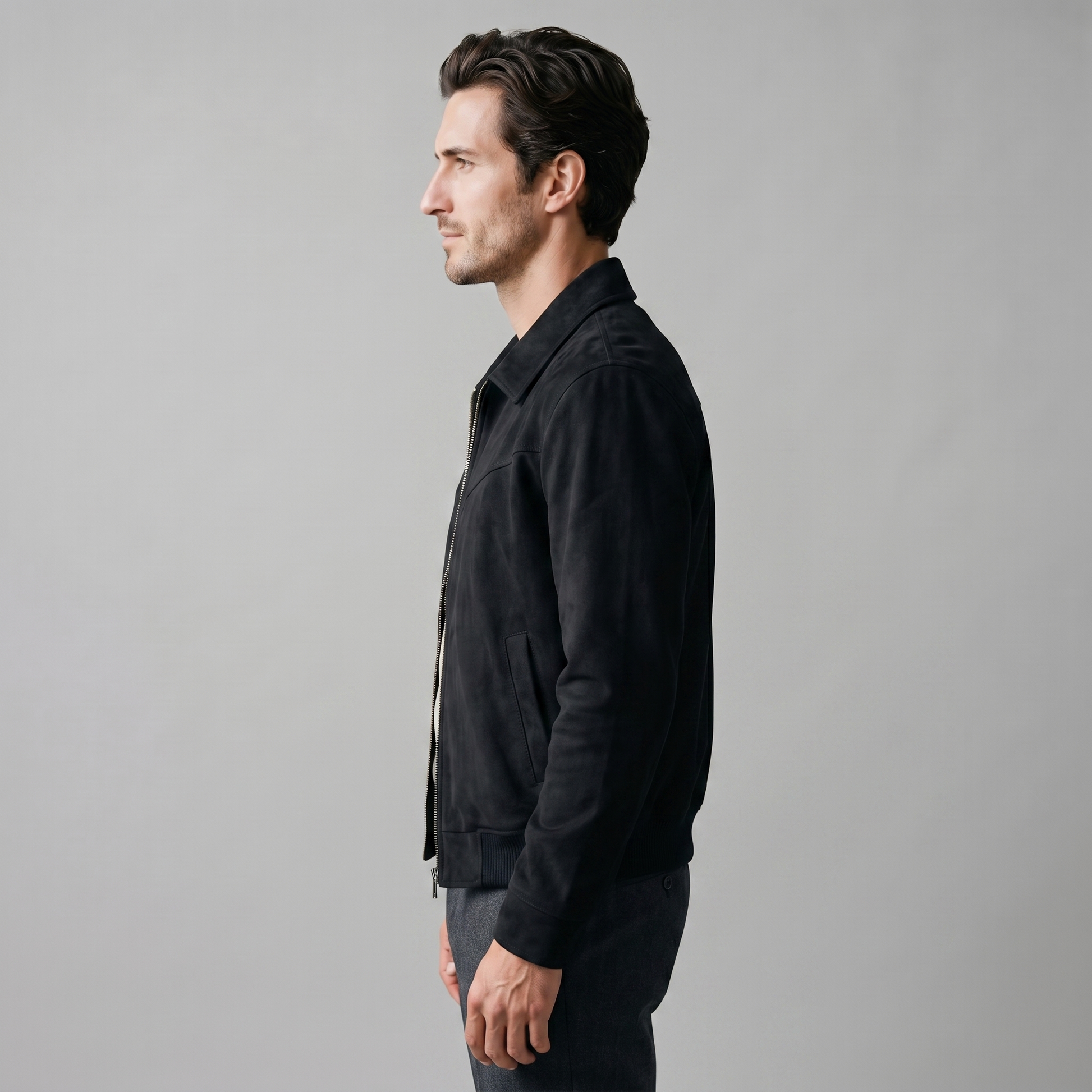 Giacca Harrington Bomber Uomo in Camoscio