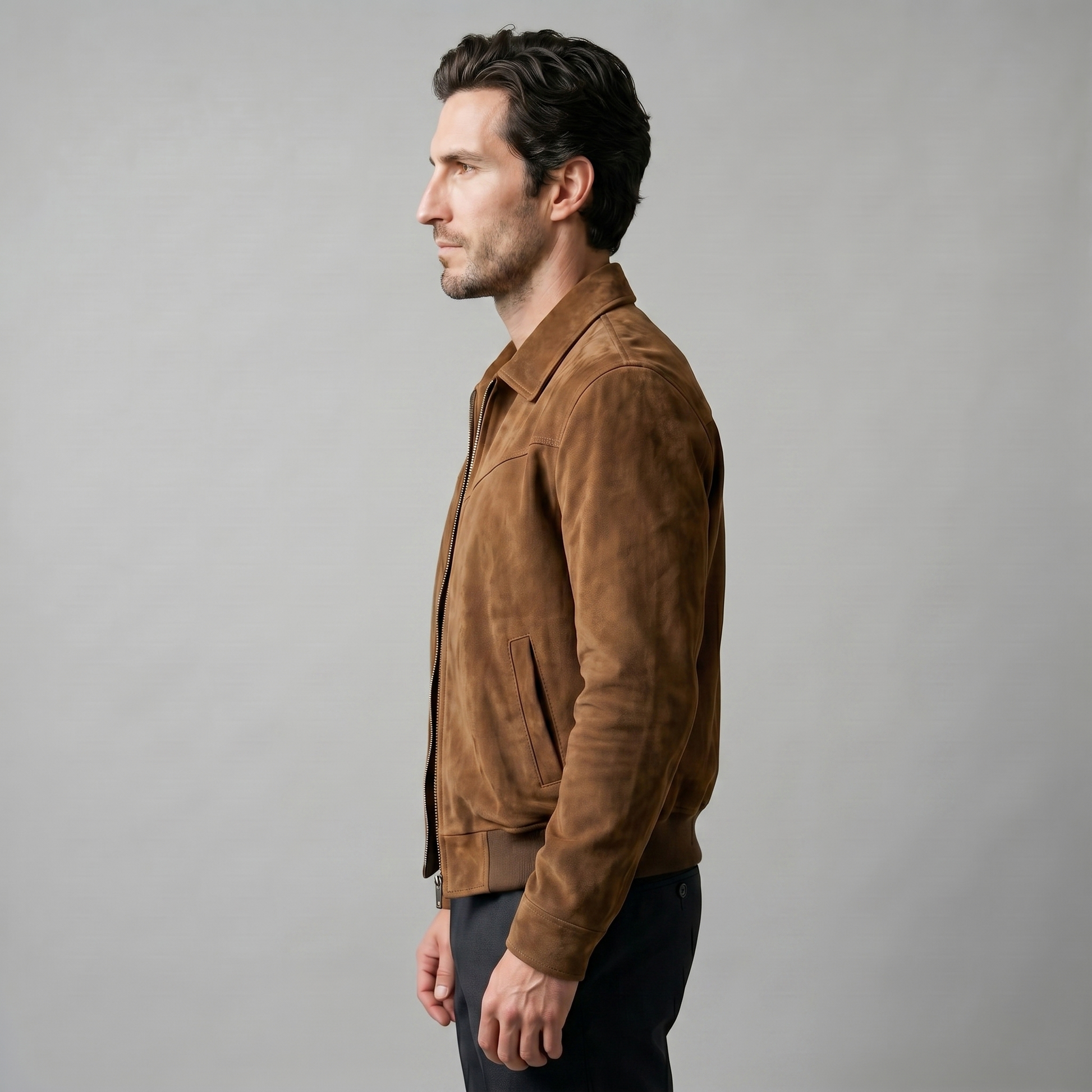 Giacca Harrington Bomber Uomo in Camoscio