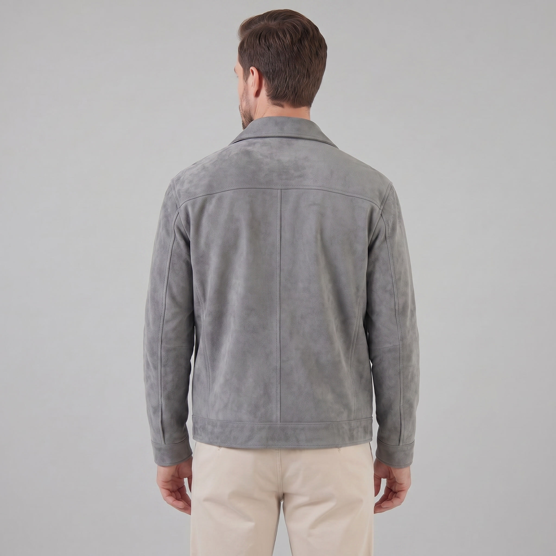 Giacca Uomo Scamosciata con Collo Zip Autunnale