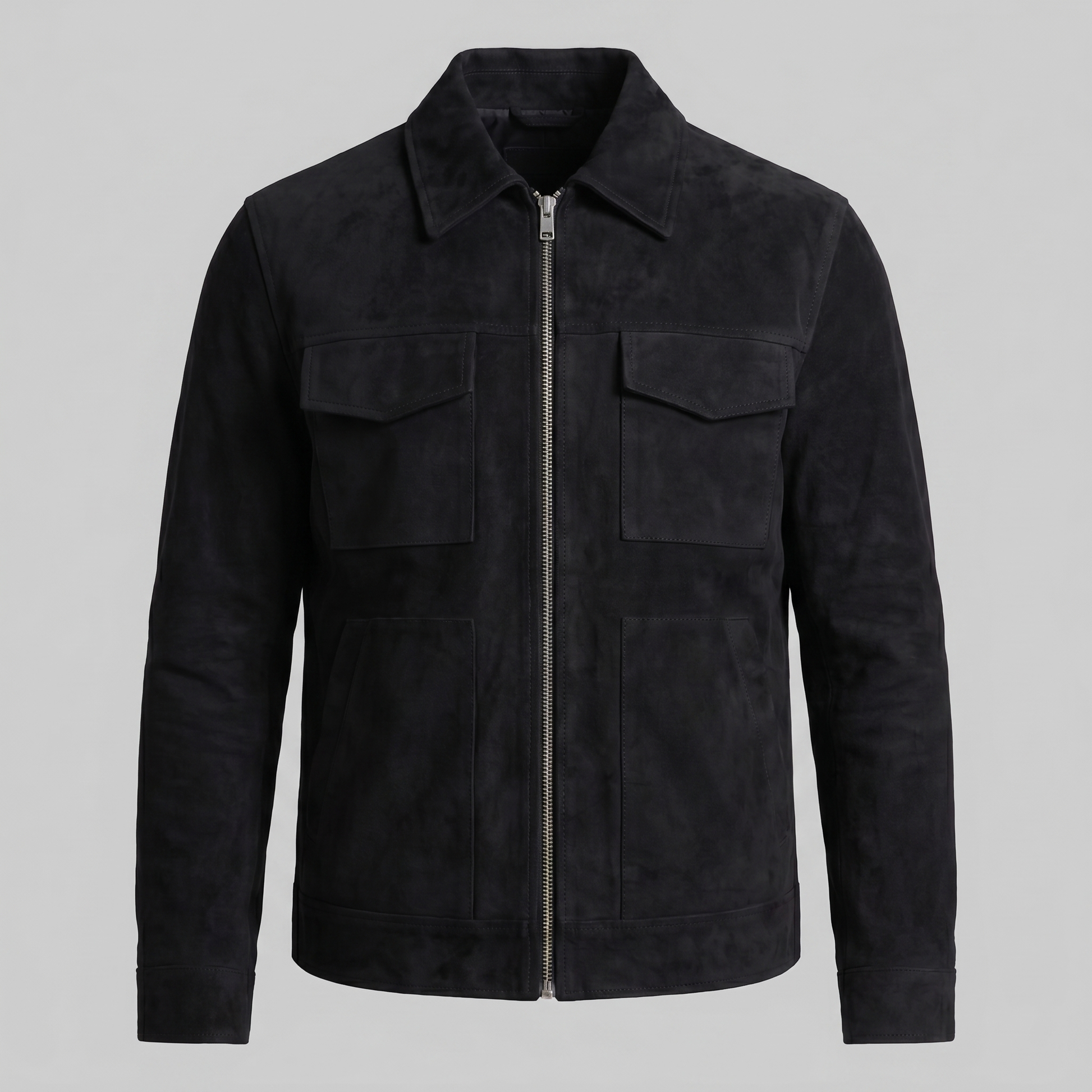 Giacca Uomo Scamosciata con Collo Zip Autunnale