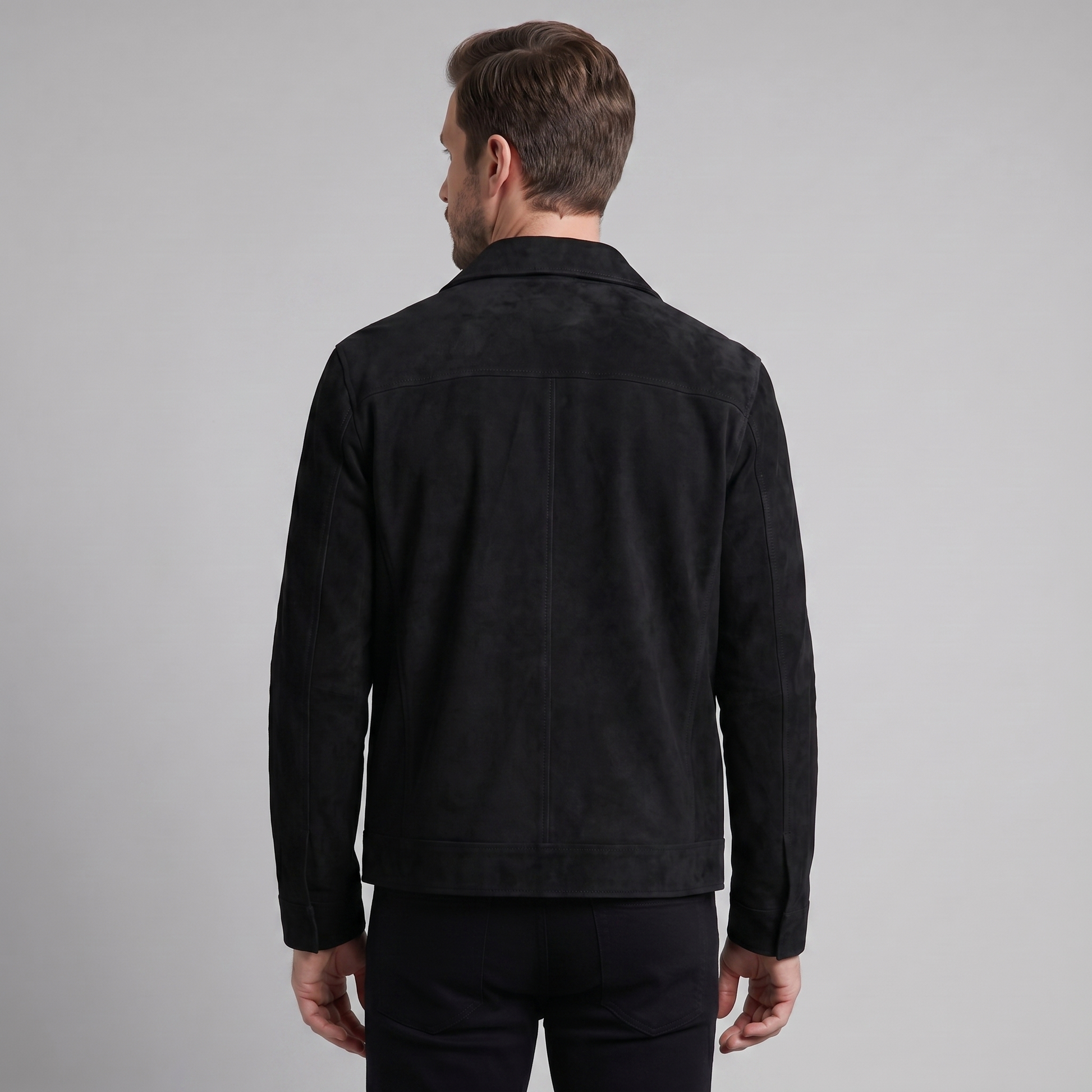 Giacca Uomo Scamosciata con Collo Zip Autunnale