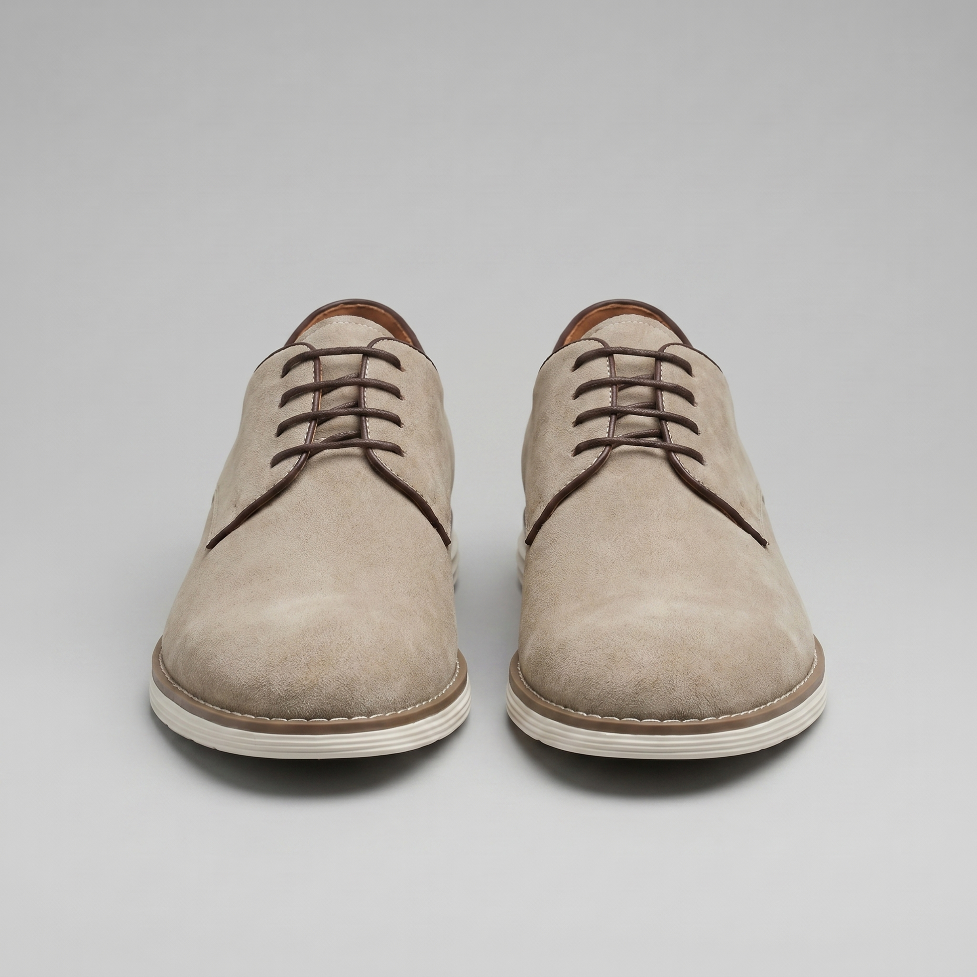 Scarpe Derby Uomo Effetto Camoscio Stringate Cammello