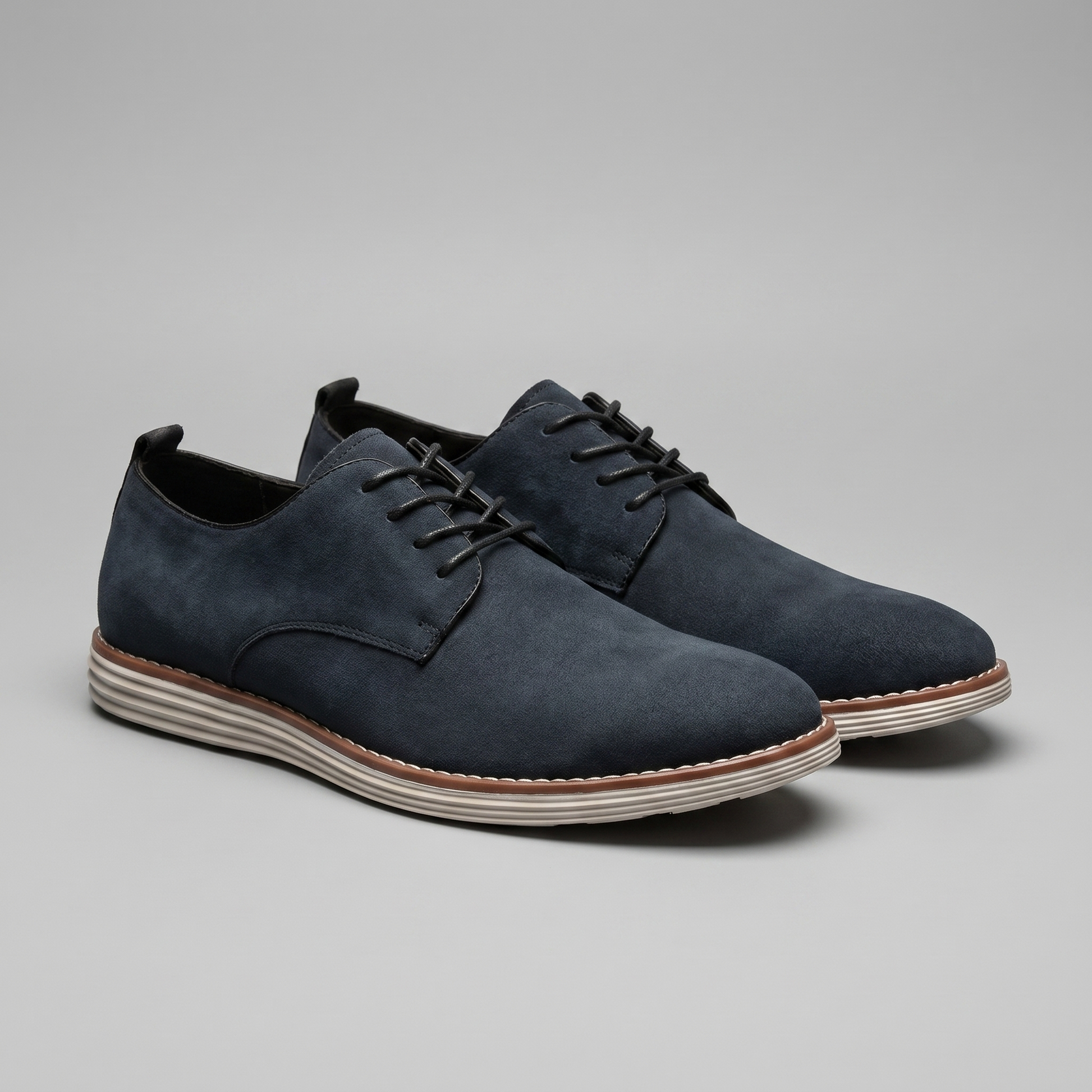 Scarpe Derby Uomo Effetto Camoscio Stringate Cammello