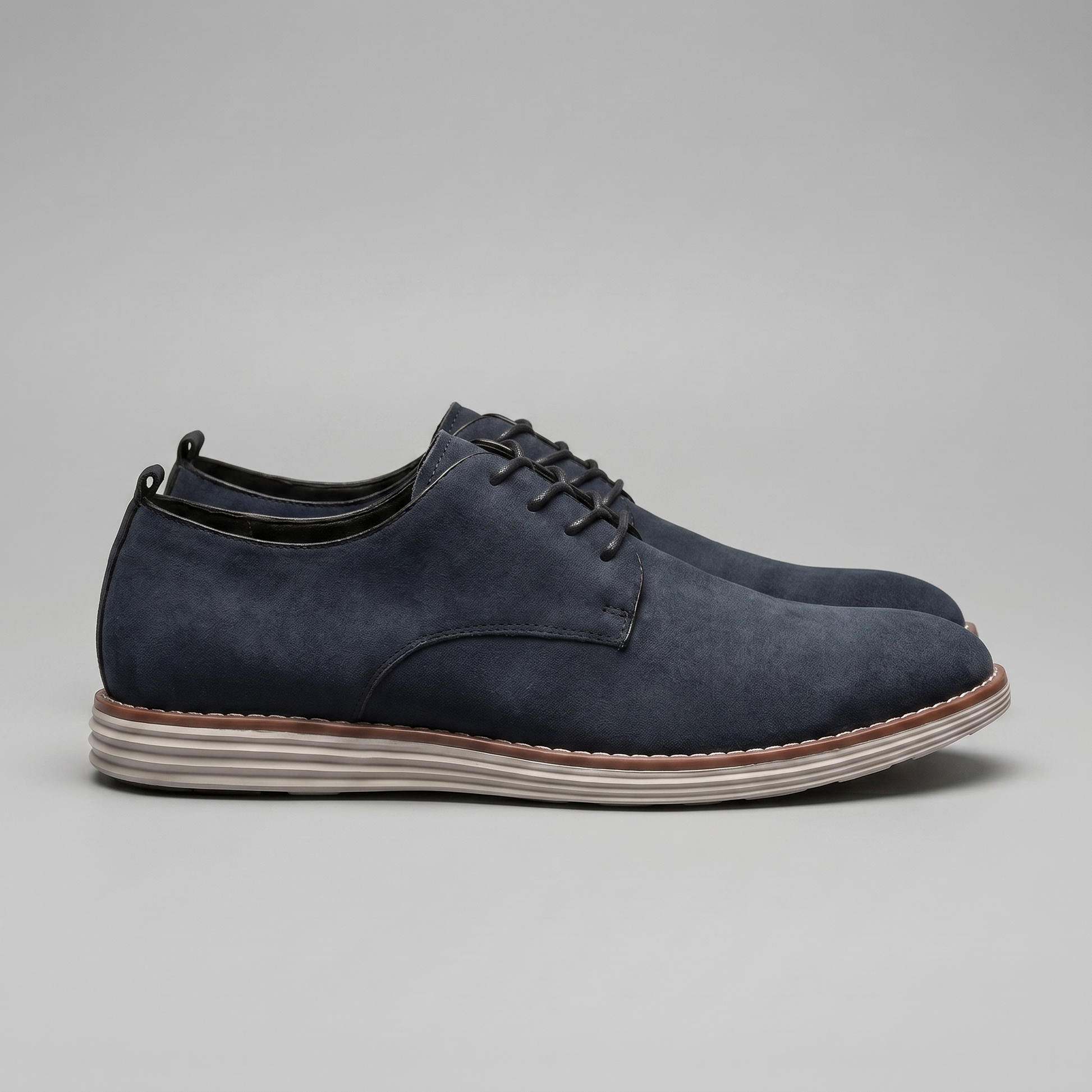 Scarpe Derby Uomo Effetto Camoscio Stringate Cammello