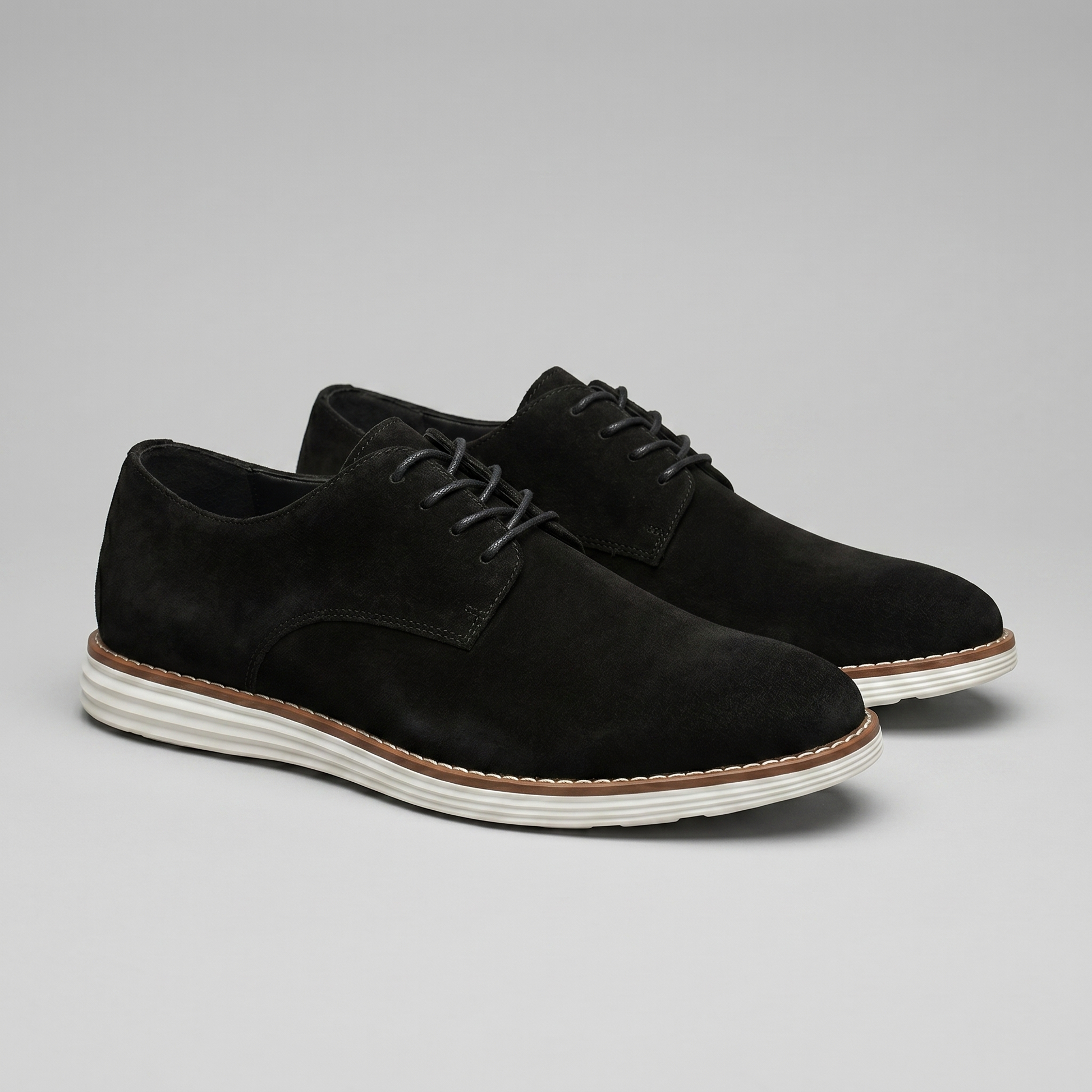 Scarpe Derby Uomo Effetto Camoscio Stringate Cammello