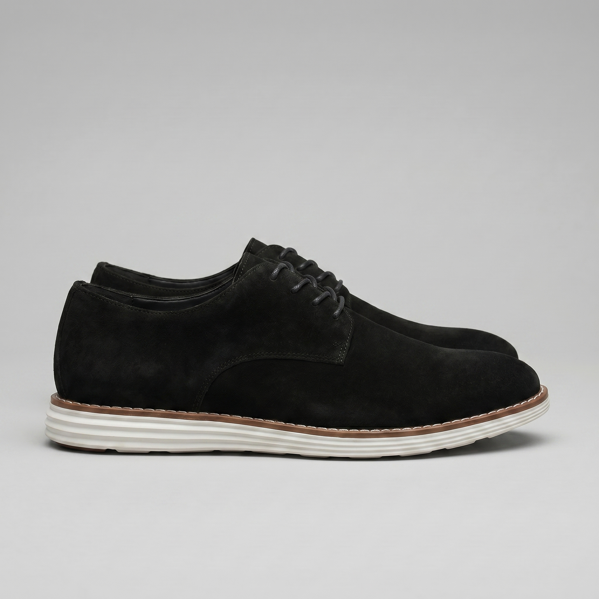 Scarpe Derby Uomo Effetto Camoscio Stringate Cammello