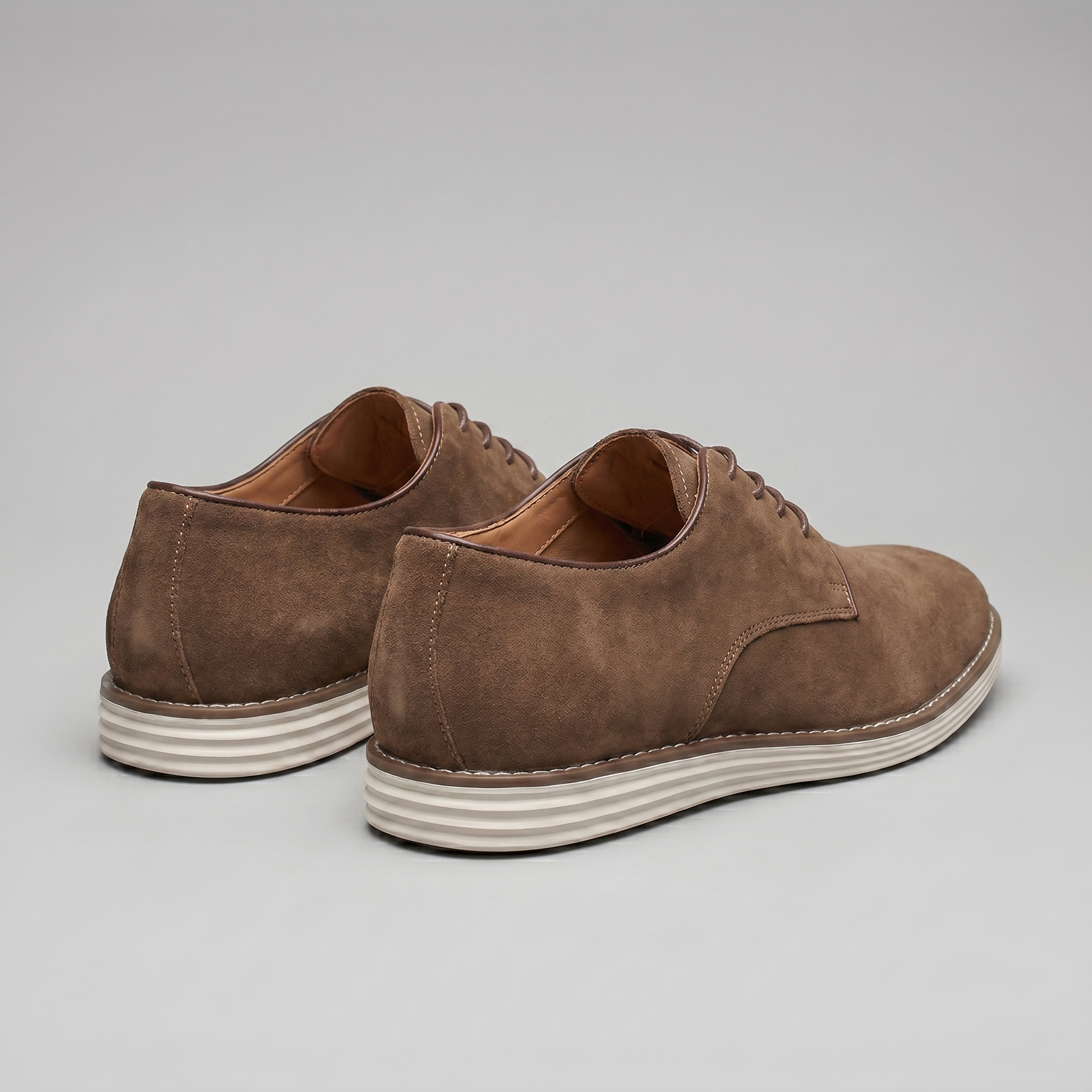 Scarpe Derby Uomo Effetto Camoscio Stringate Cammello