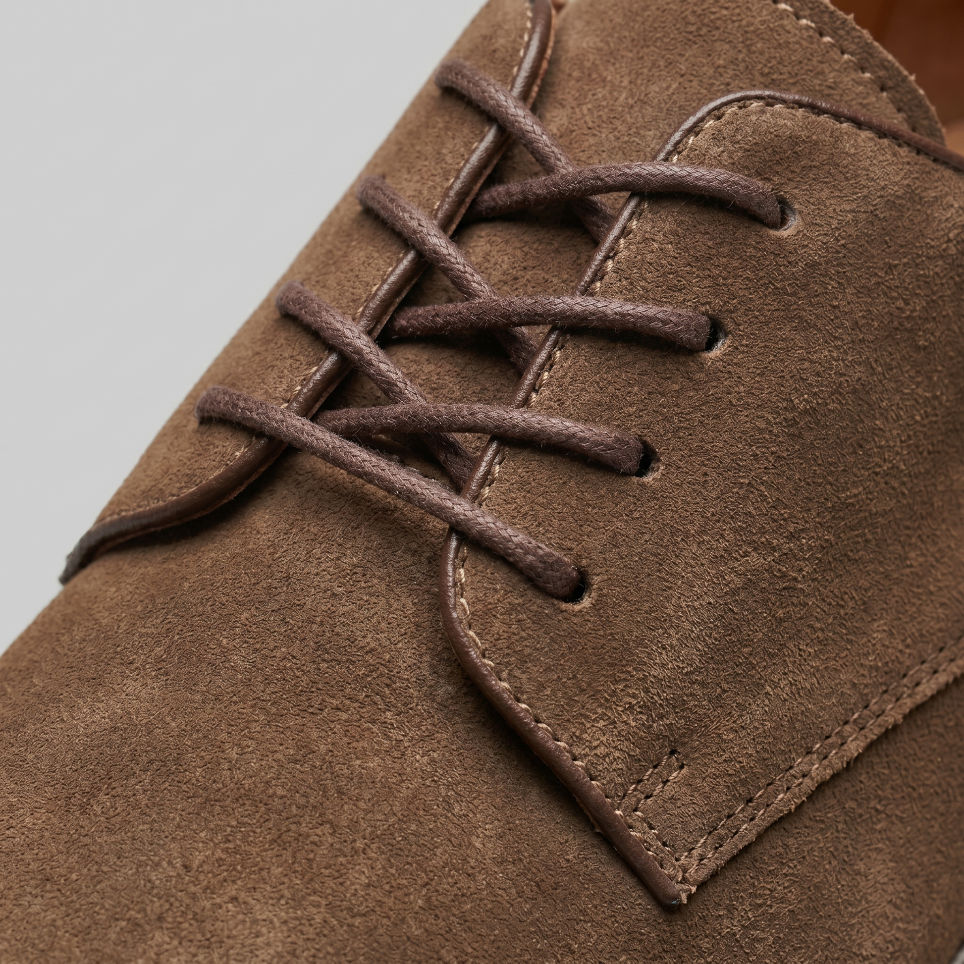 Scarpe Derby Uomo Effetto Camoscio Stringate Cammello
