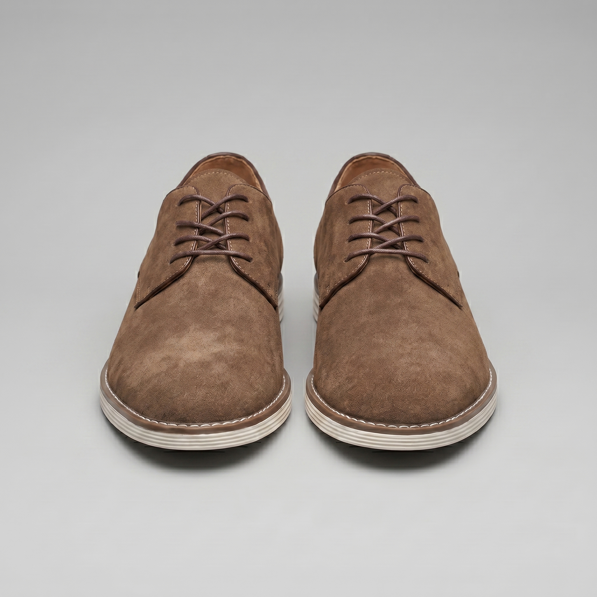 Scarpe Derby Uomo Effetto Camoscio Stringate Cammello