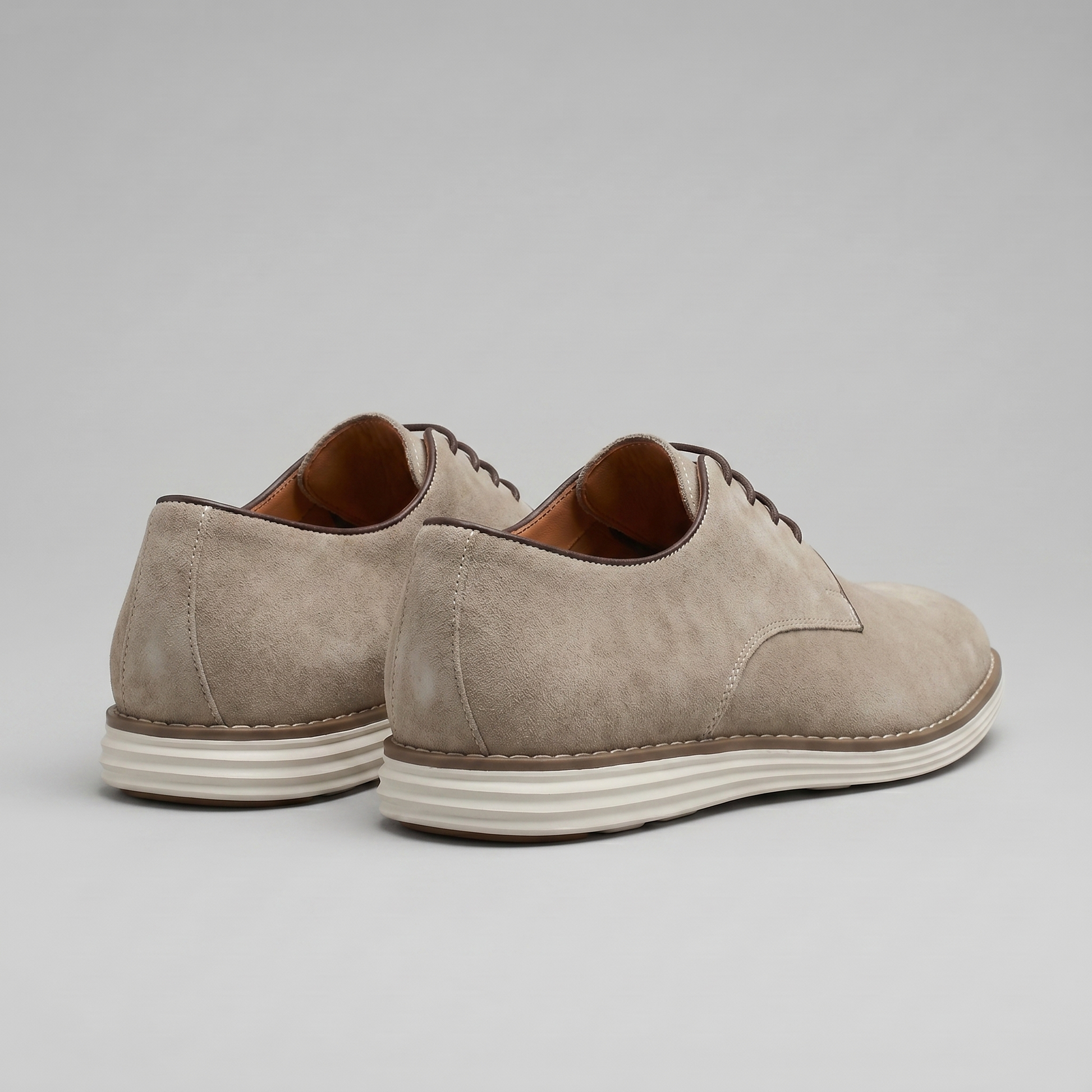 Scarpe Derby Uomo Effetto Camoscio Stringate Cammello