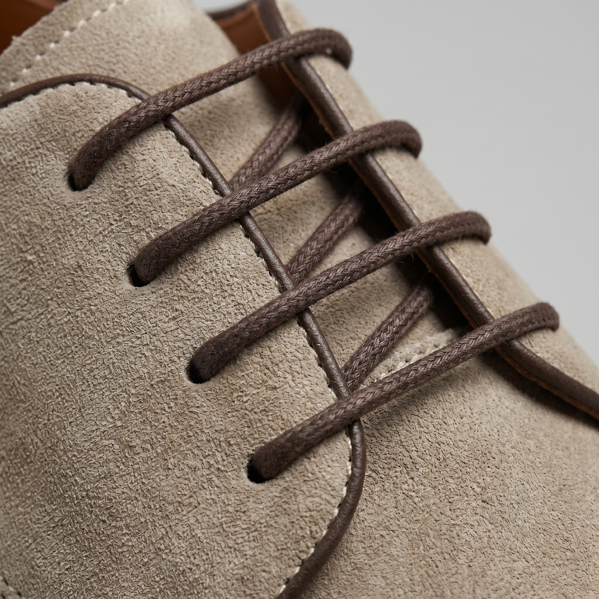 Scarpe Derby Uomo Effetto Camoscio Stringate Cammello