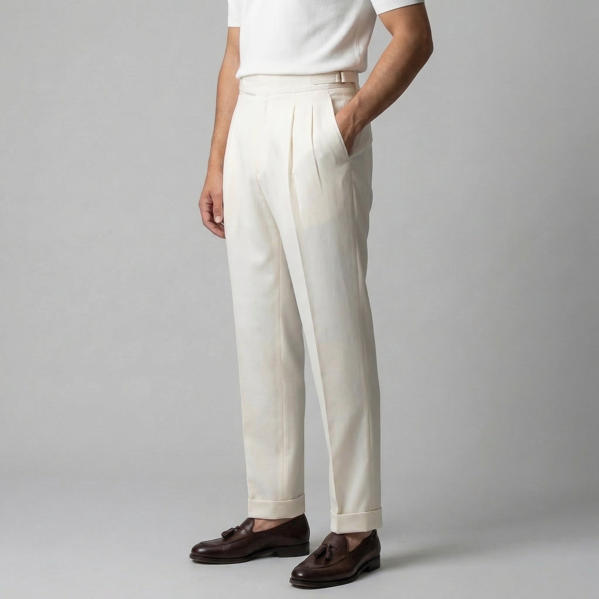 Pantaloni Uomo Sartoriali con Pince Gamba Dritta