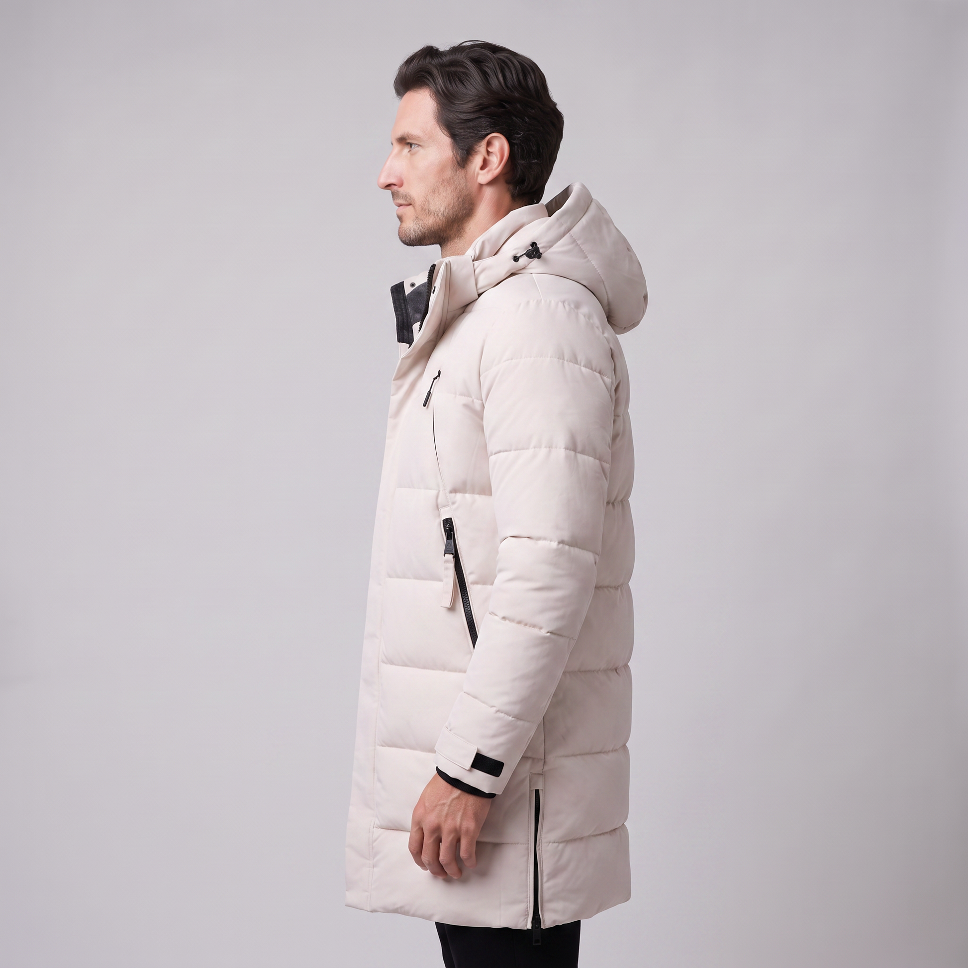 Parka Uomo Imbottito Antivento con Cappuccio
