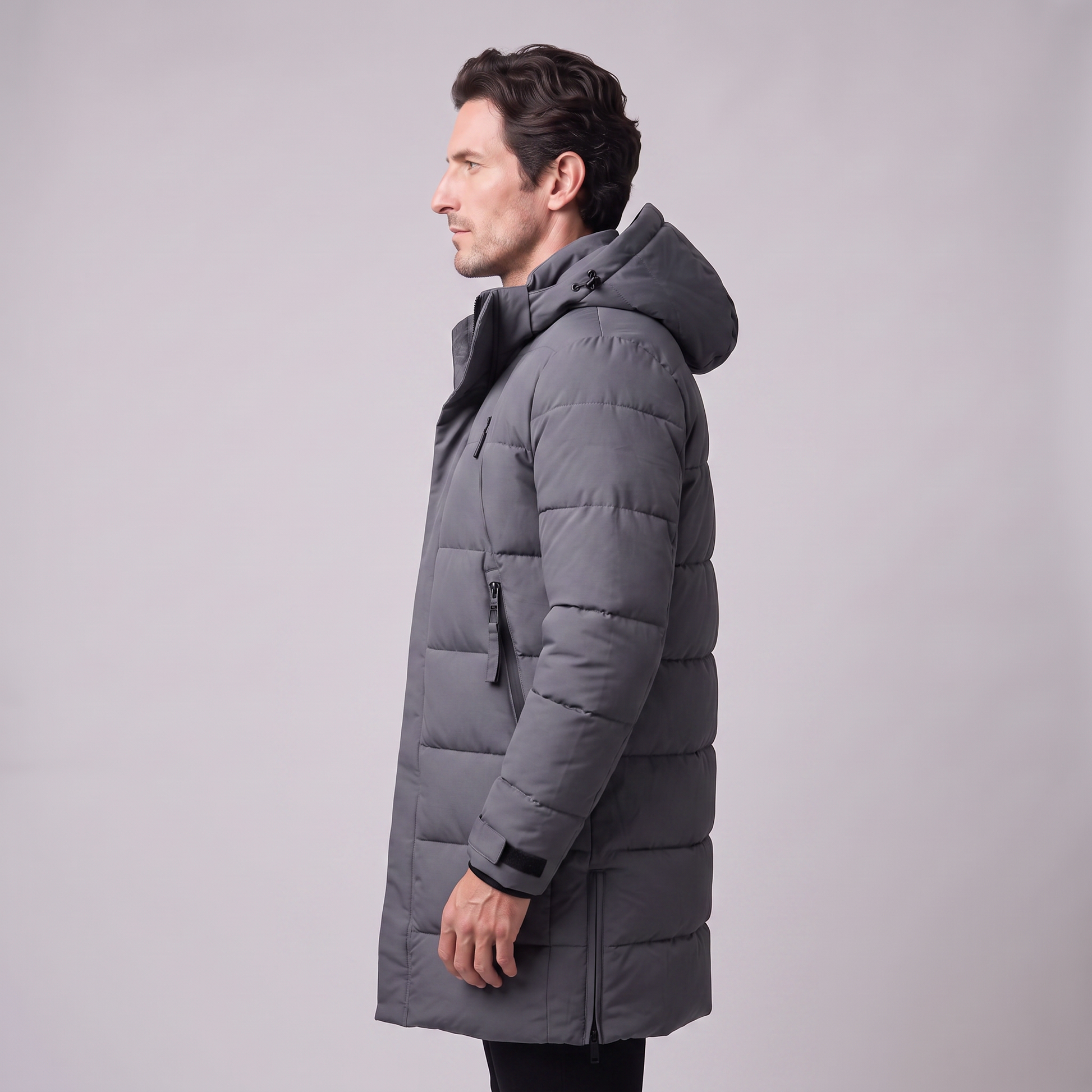 Parka Uomo Imbottito Antivento con Cappuccio