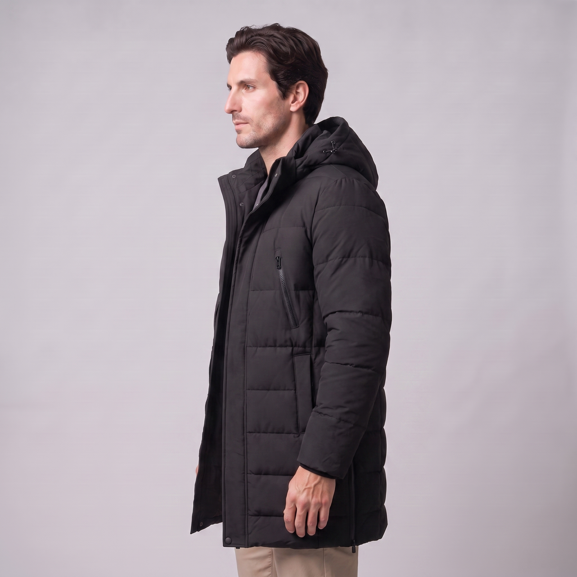 Parka Uomo Imbottito Antivento con Cappuccio