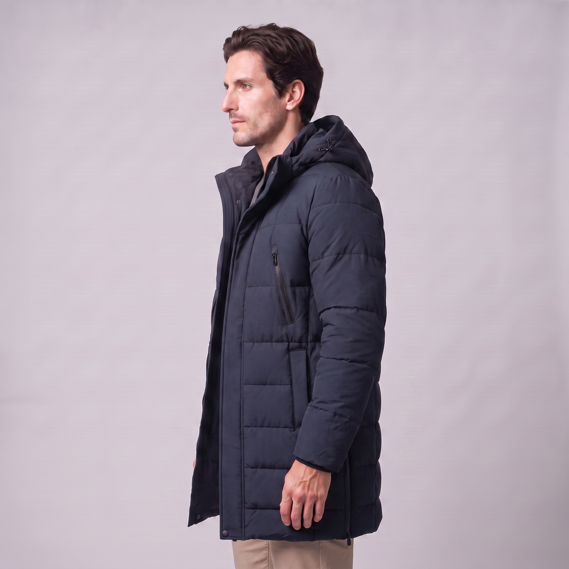 Parka Uomo Imbottito Antivento con Cappuccio