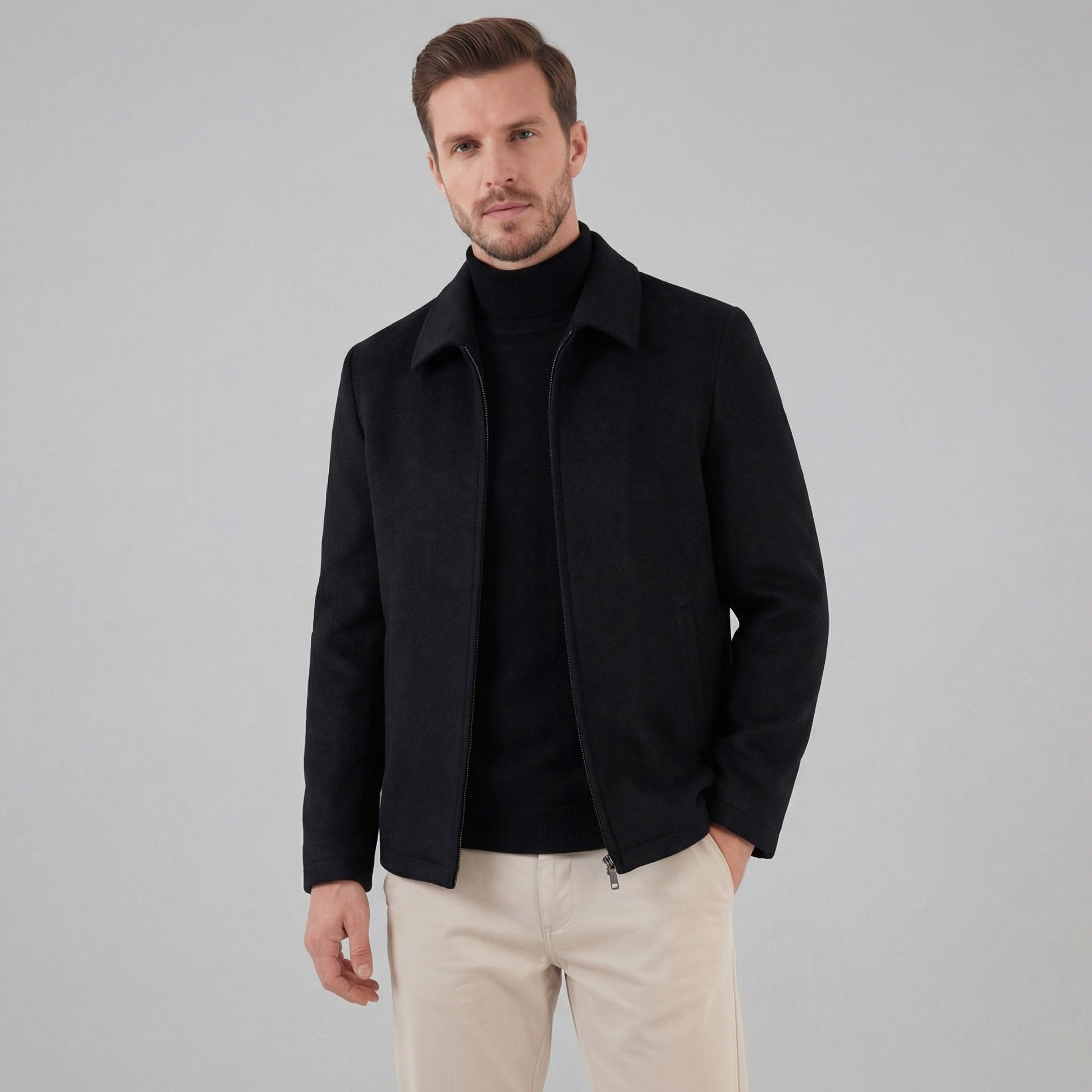 Giacca Uomo in Misto Lana Minimal con Zip