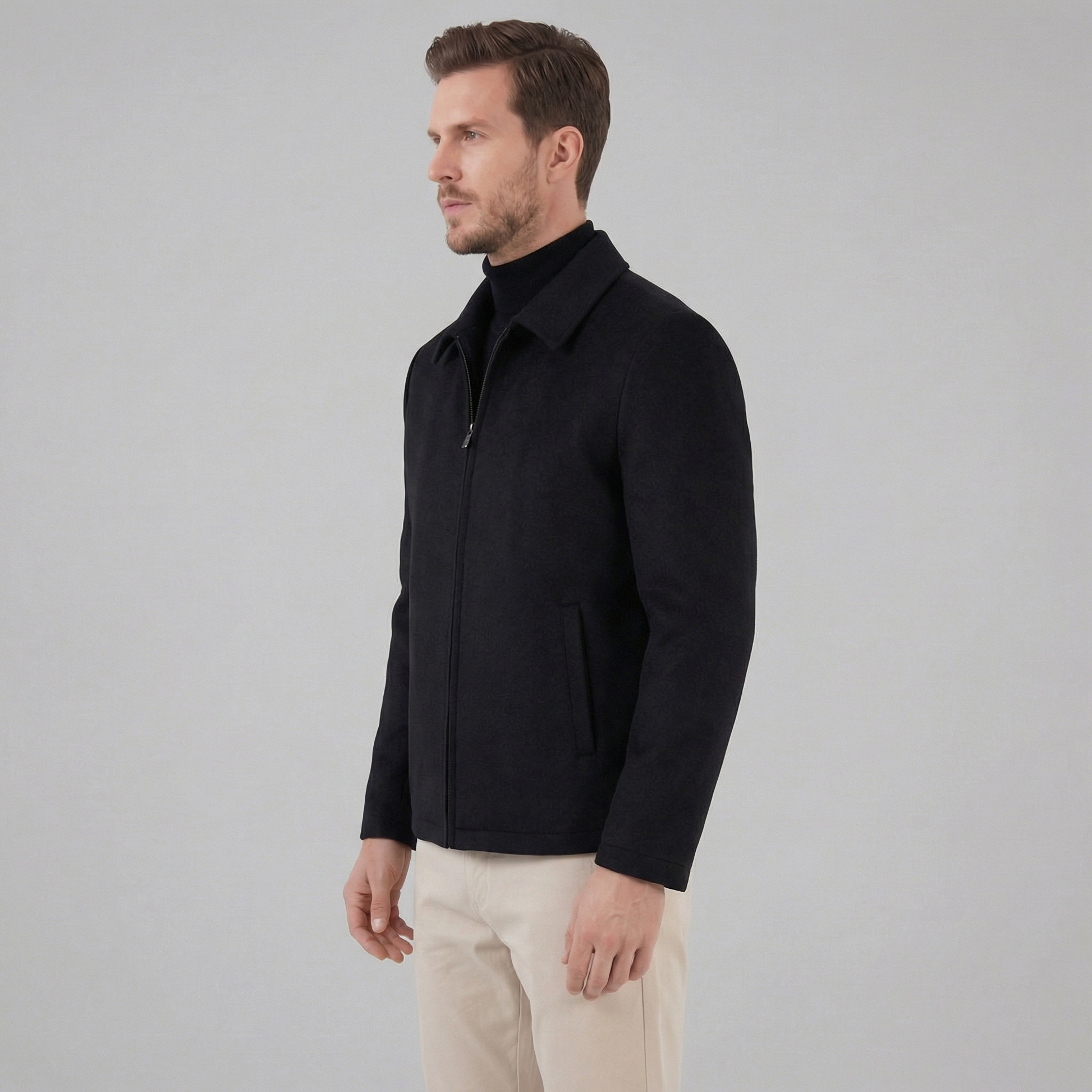 Giacca Uomo in Misto Lana Minimal con Zip