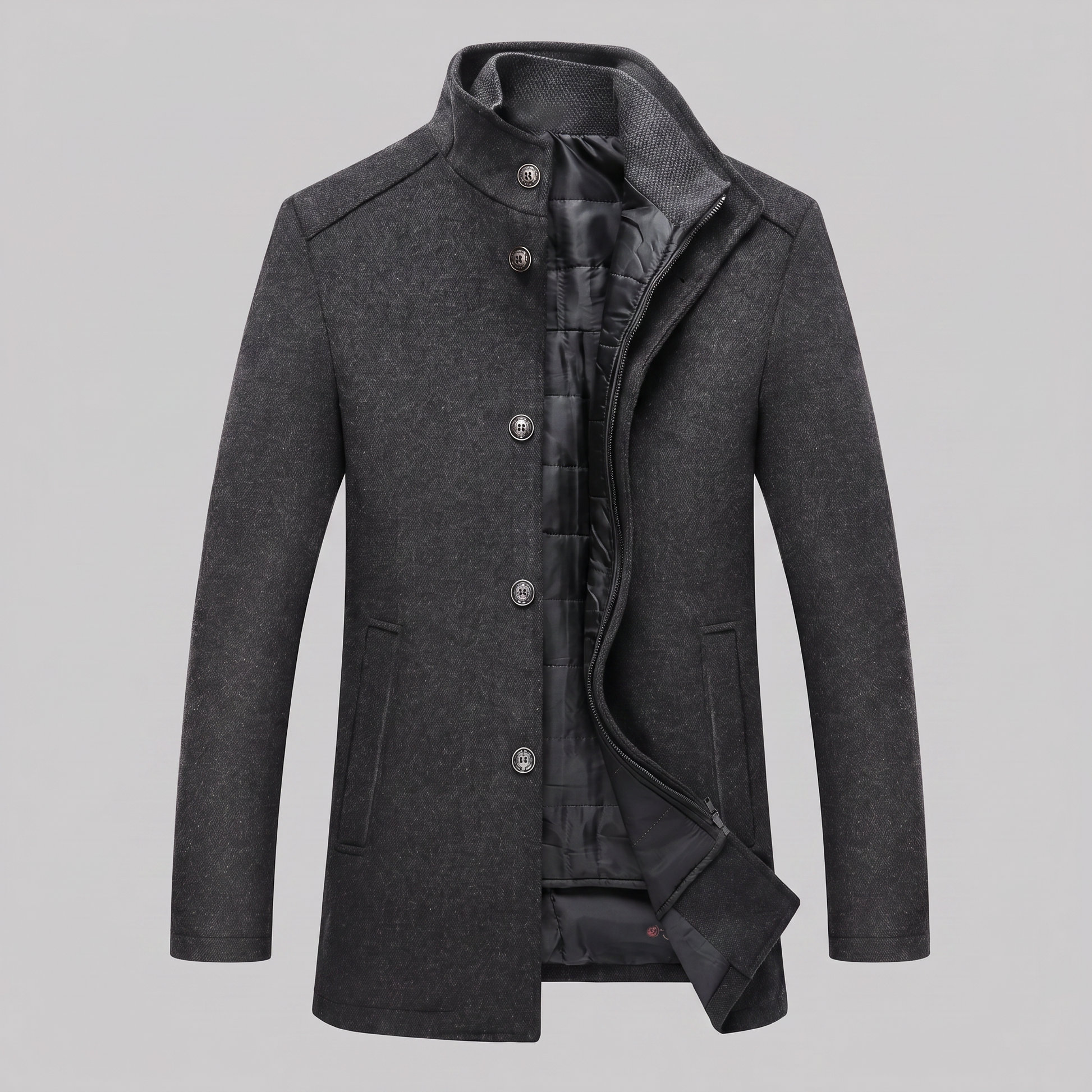 Cappotto Uomo Effetto Lana con Gilet Trapuntato Interno