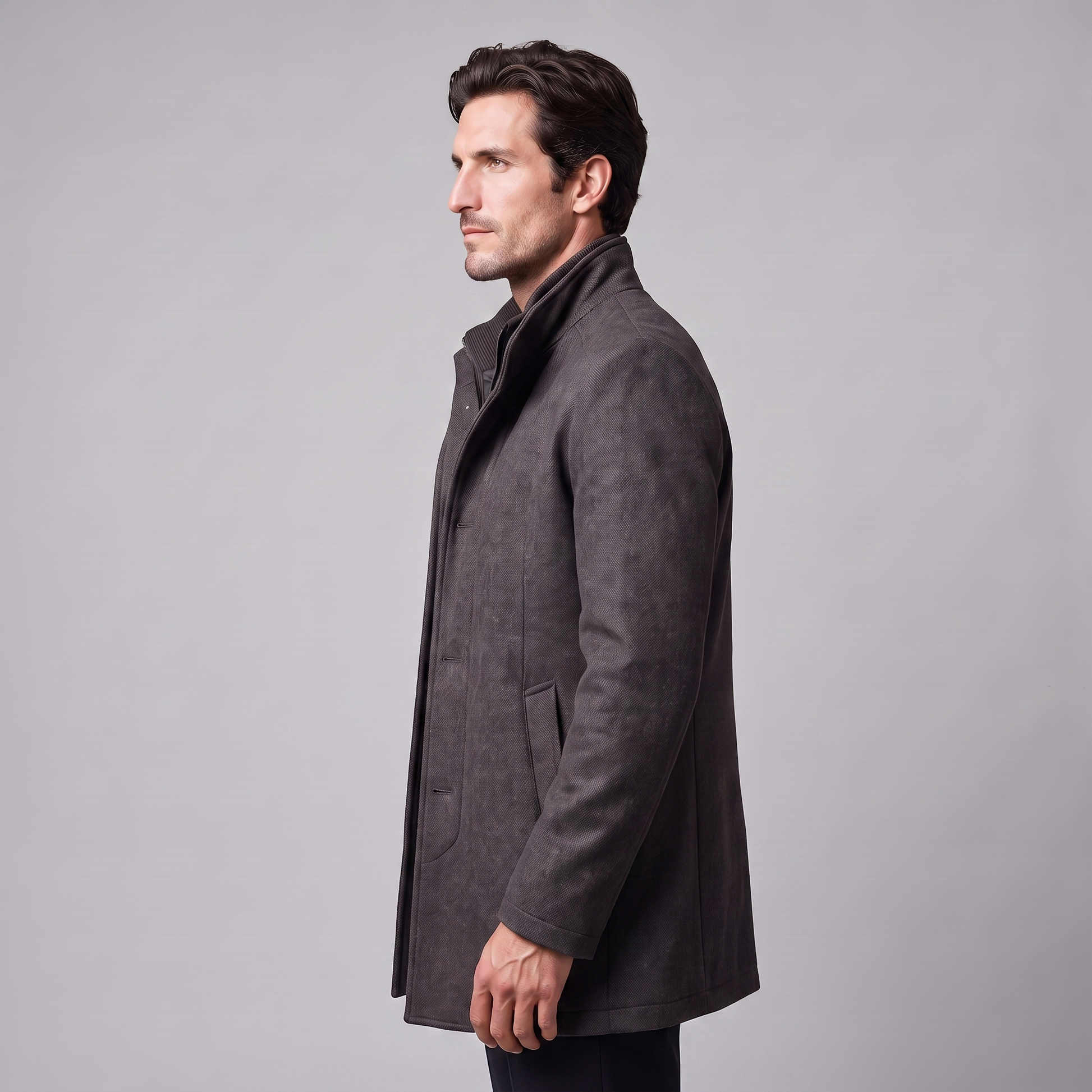 Cappotto Uomo Effetto Lana con Gilet Trapuntato Interno