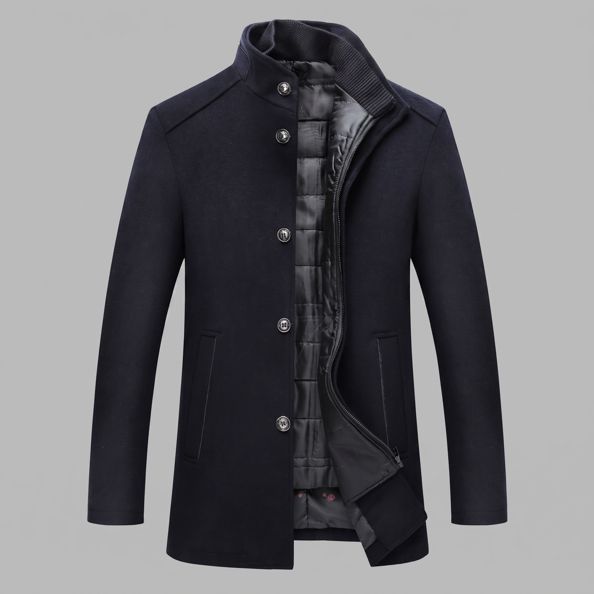 Cappotto Uomo Effetto Lana con Gilet Trapuntato Interno