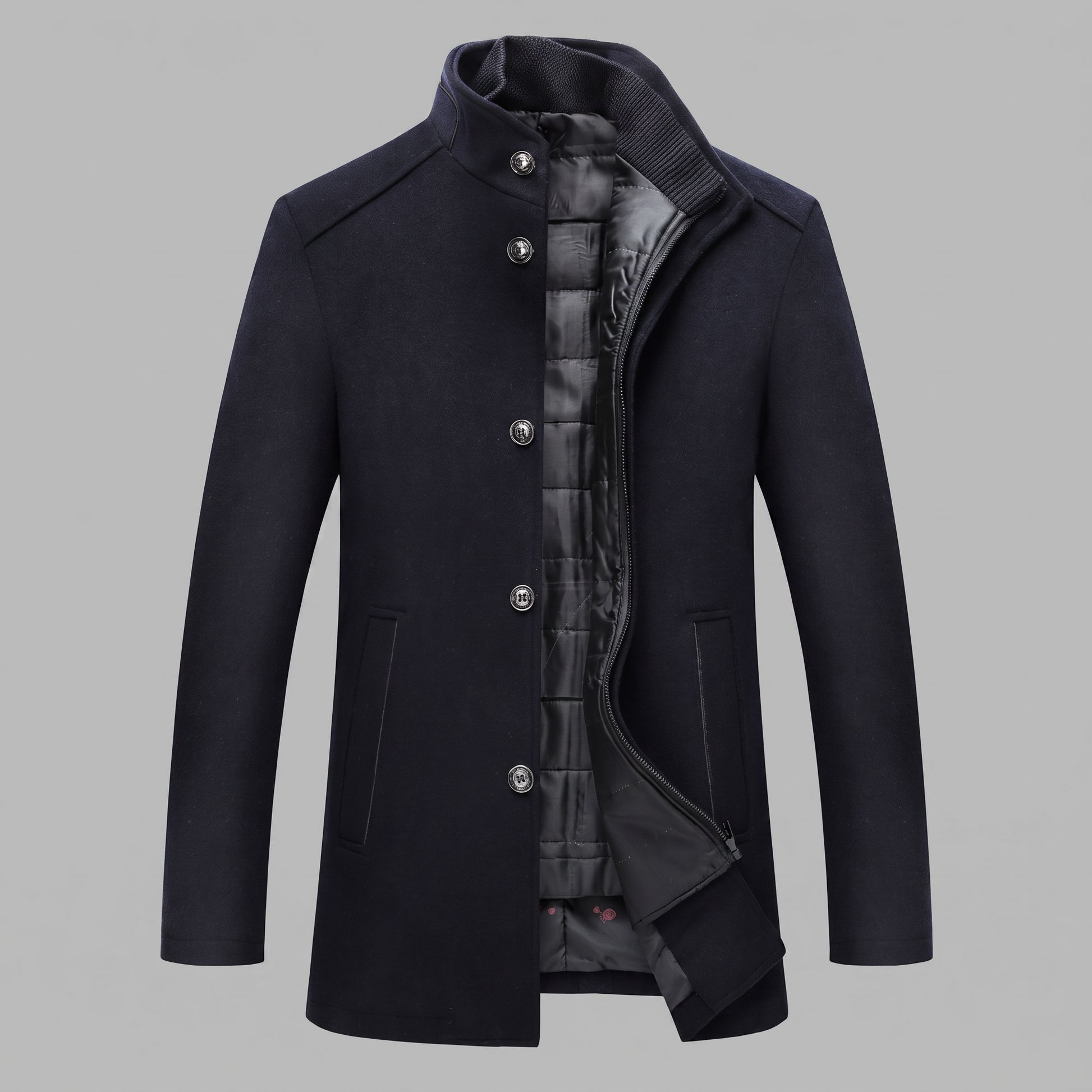 Cappotto Uomo Effetto Lana con Gilet Trapuntato Interno