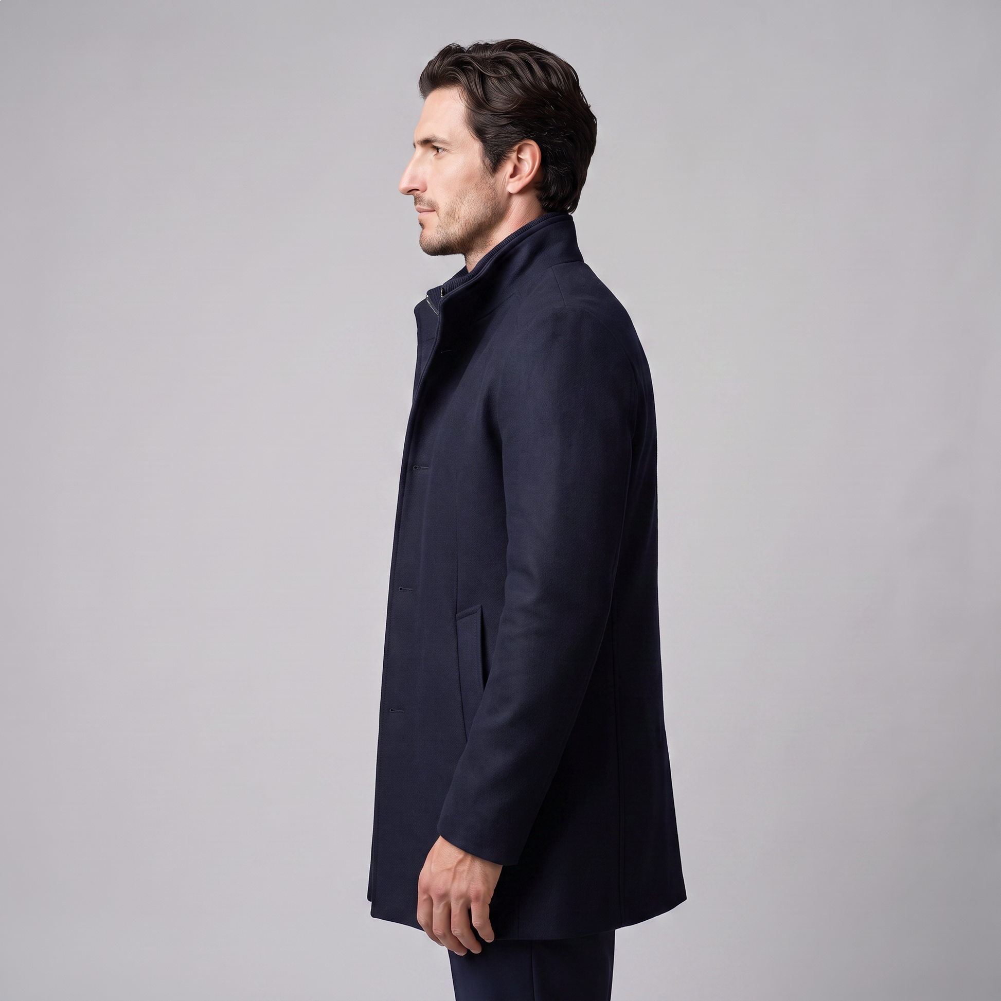 Cappotto Uomo Effetto Lana con Gilet Trapuntato Interno