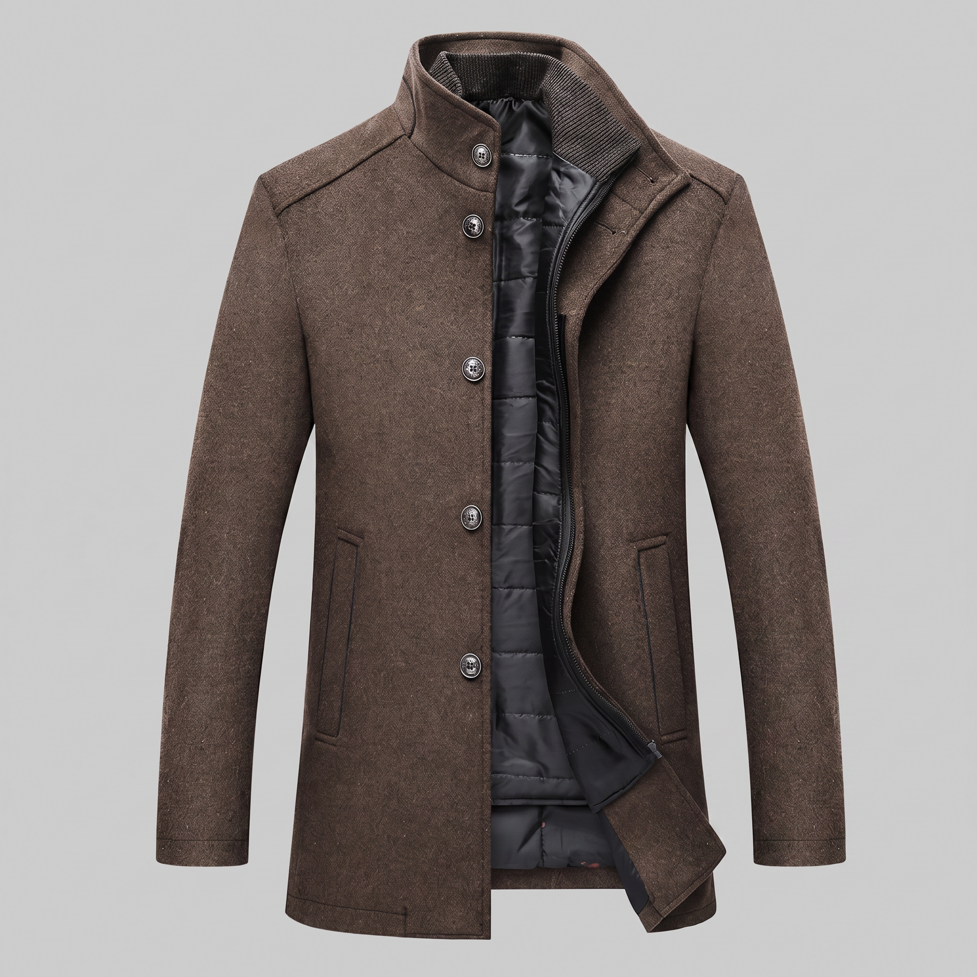 Cappotto Uomo Effetto Lana con Gilet Trapuntato Interno