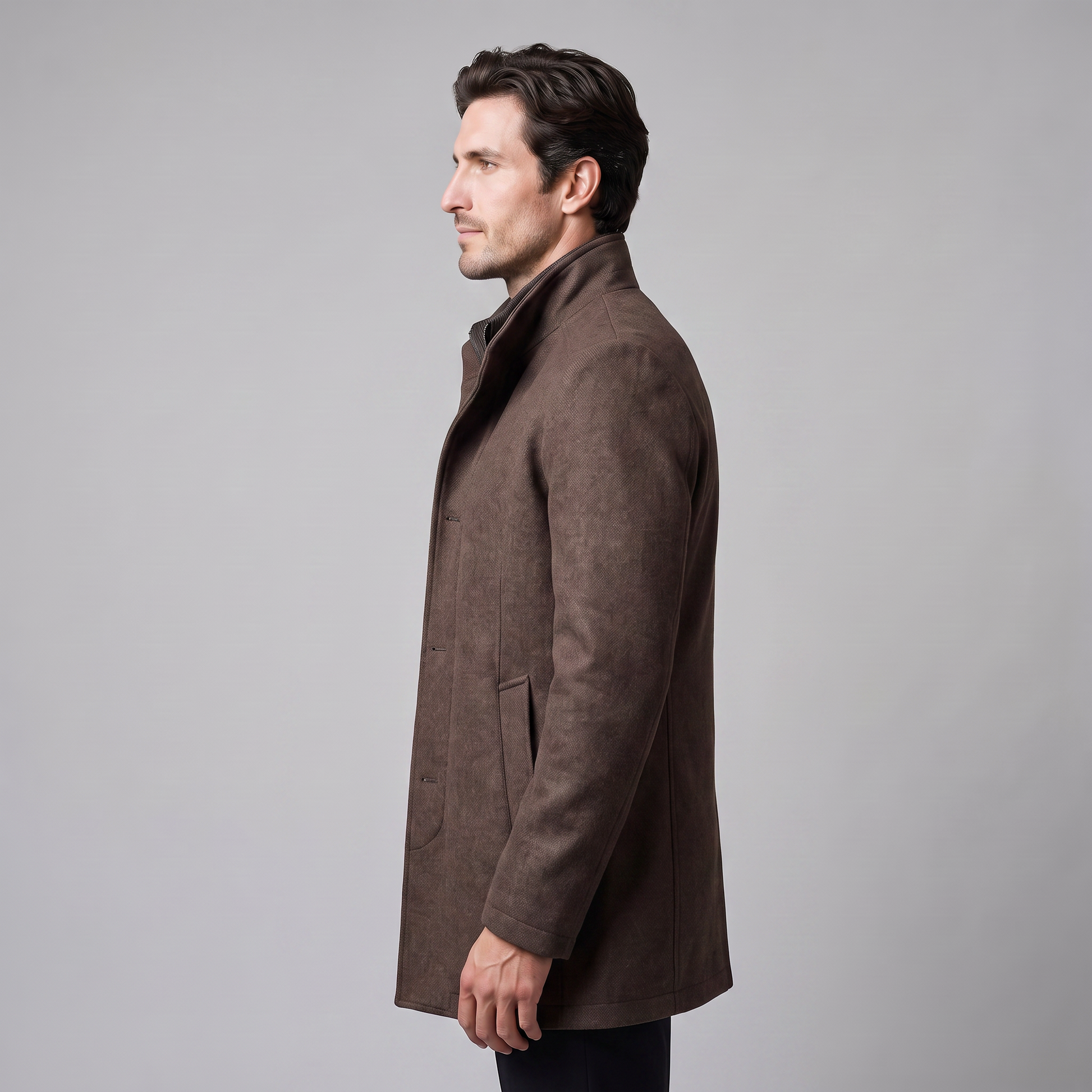 Cappotto Uomo Effetto Lana con Gilet Trapuntato Interno