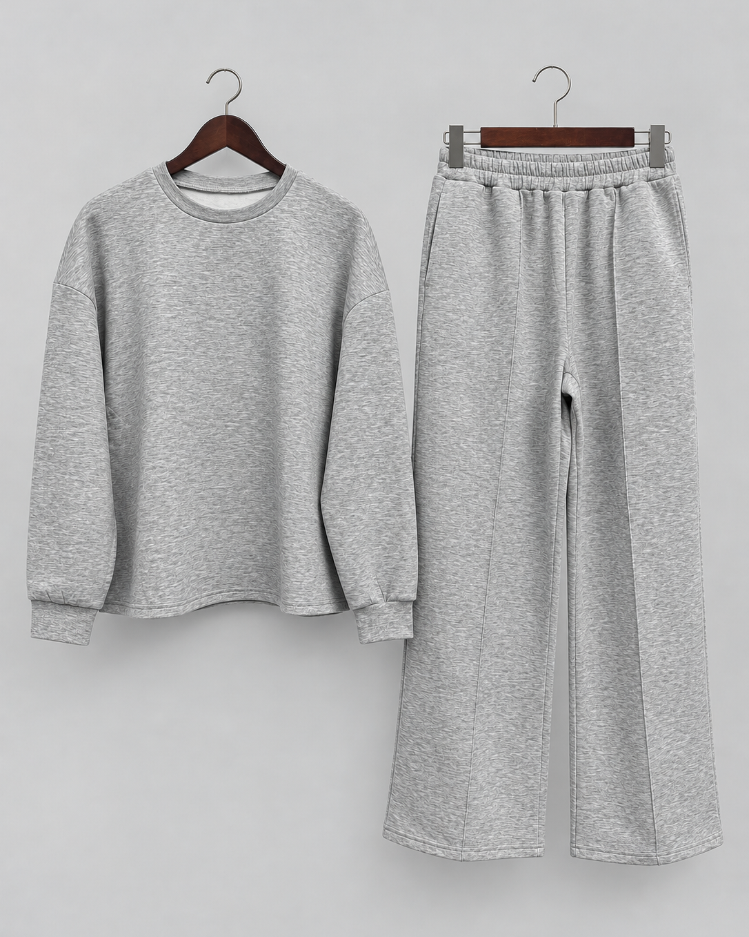 Completo Donna Felpa Girocollo e Pantaloni Gamba Ampia